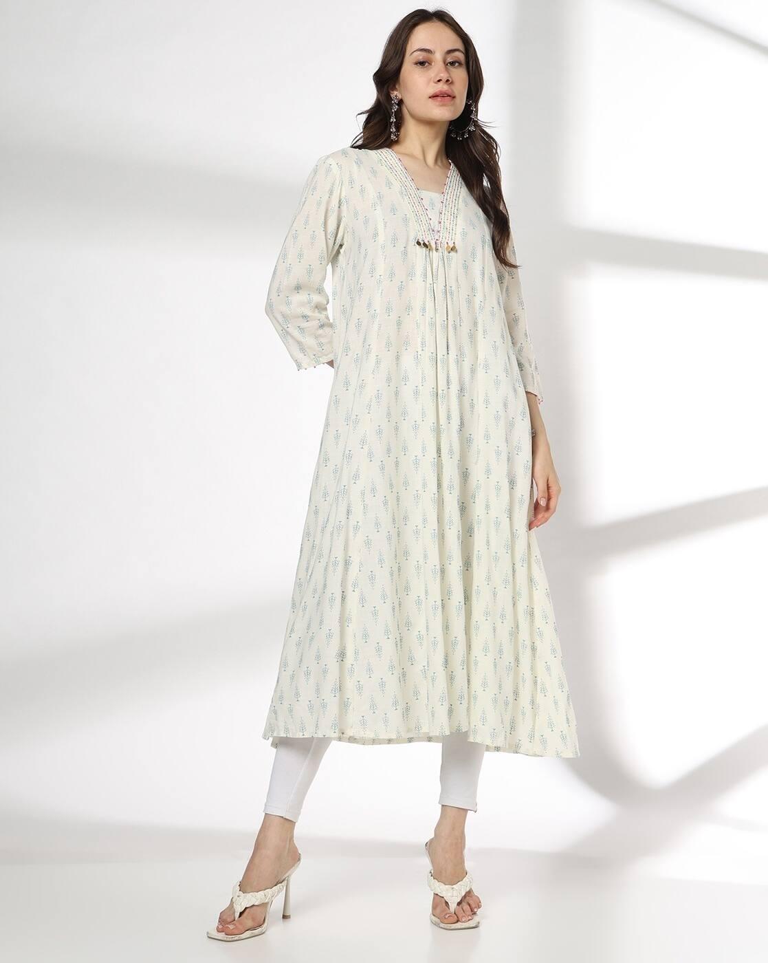 AVAASA MIX N' MATCH | Women Embroidered Flared Kurta|0