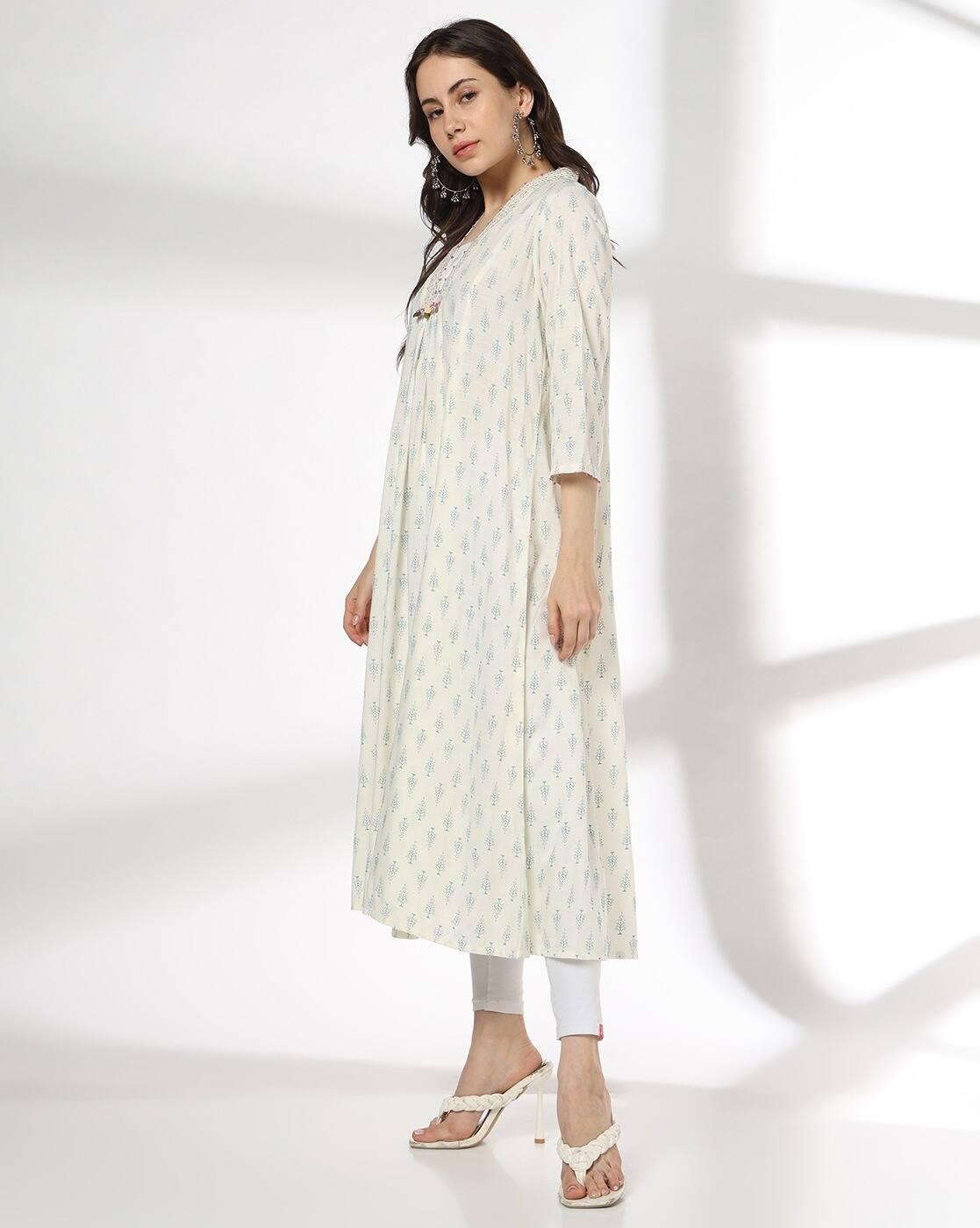AVAASA MIX N' MATCH | Women Embroidered Flared Kurta|1