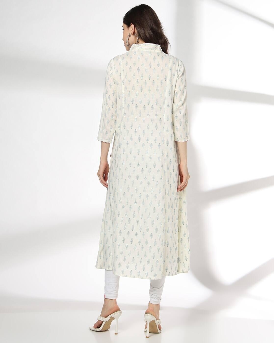 AVAASA MIX N' MATCH | Women Embroidered Flared Kurta|2