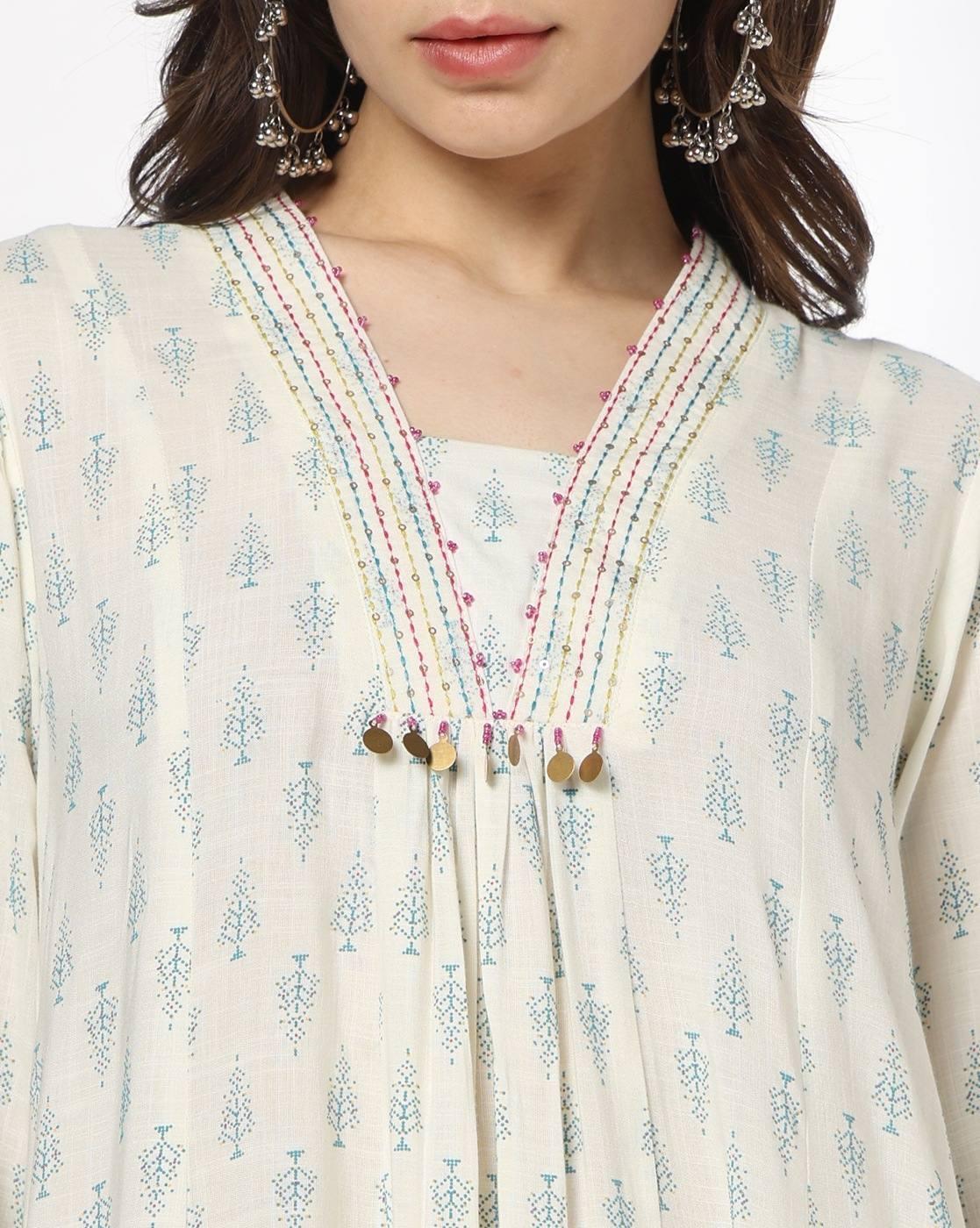AVAASA MIX N' MATCH | Women Embroidered Flared Kurta|3