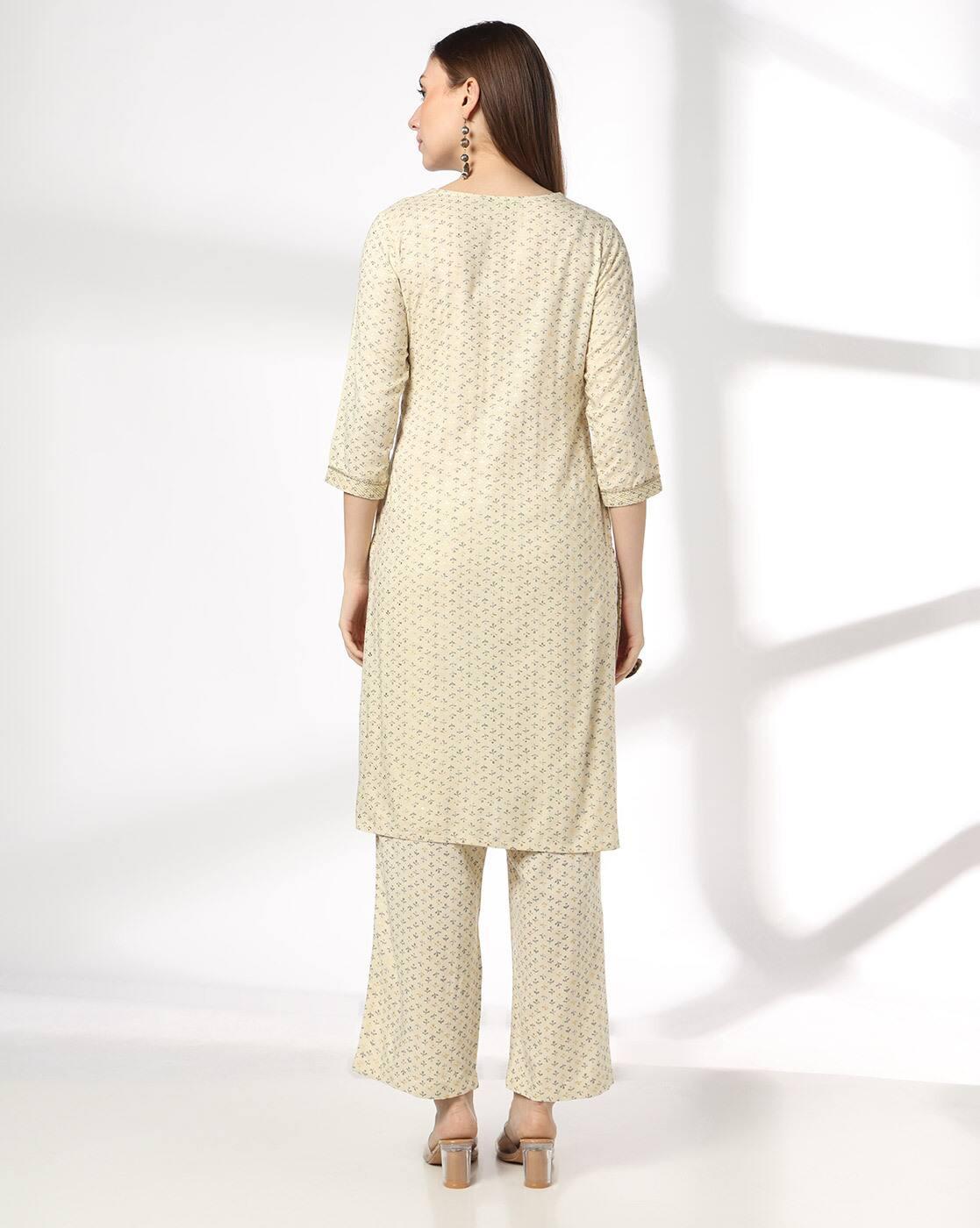 AVAASA MIX N' MATCH | Women Leaf Print Straight Kurta & Palazzos Set|2