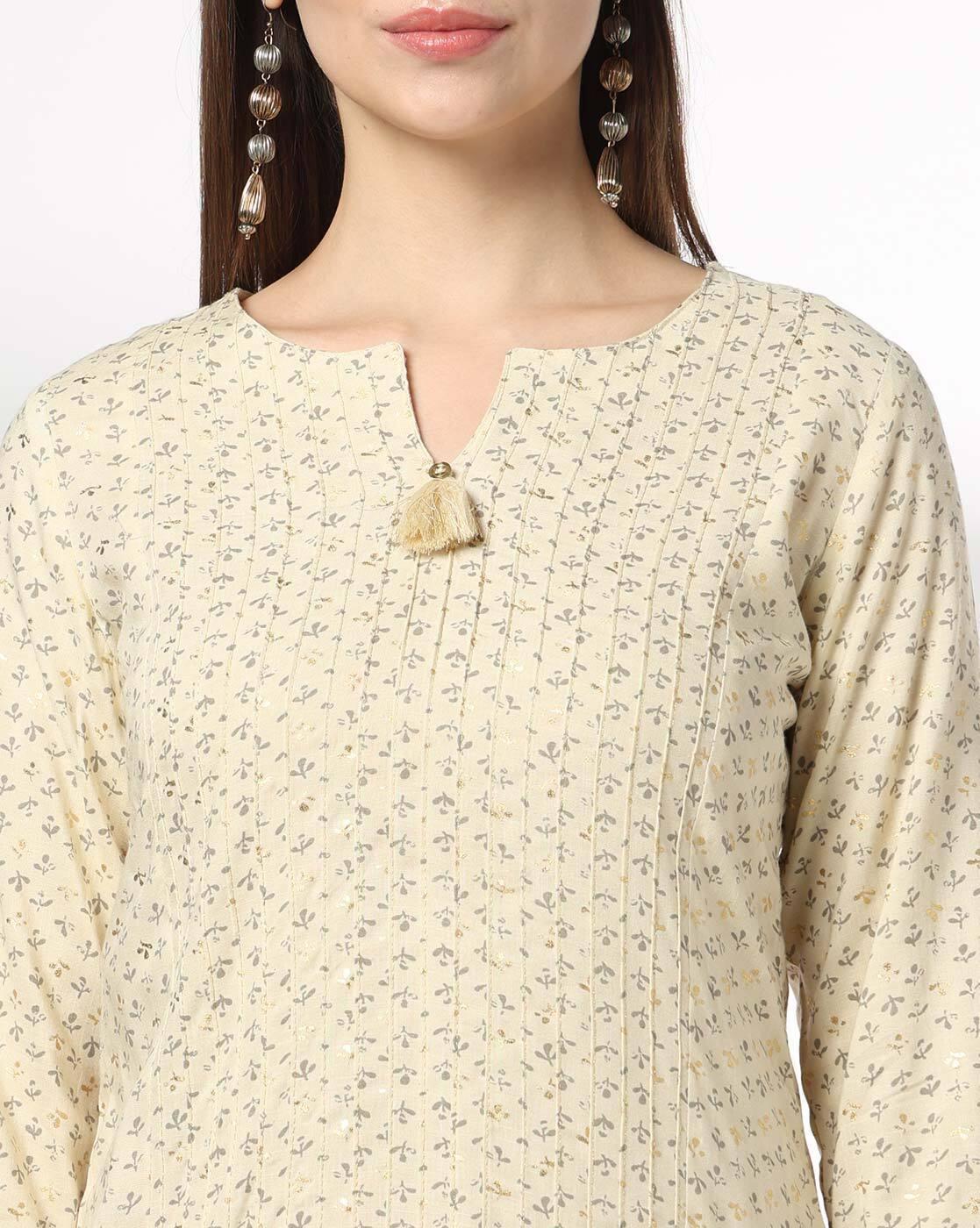 AVAASA MIX N' MATCH | Women Leaf Print Straight Kurta & Palazzos Set|4
