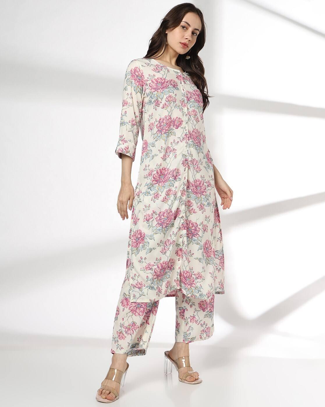AVAASA MIX N' MATCH | Women Floral Print Straight Kurta & Palazzos Set|0