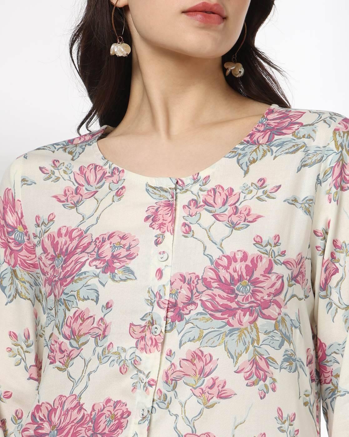 AVAASA MIX N' MATCH | Women Floral Print Straight Kurta & Palazzos Set|3