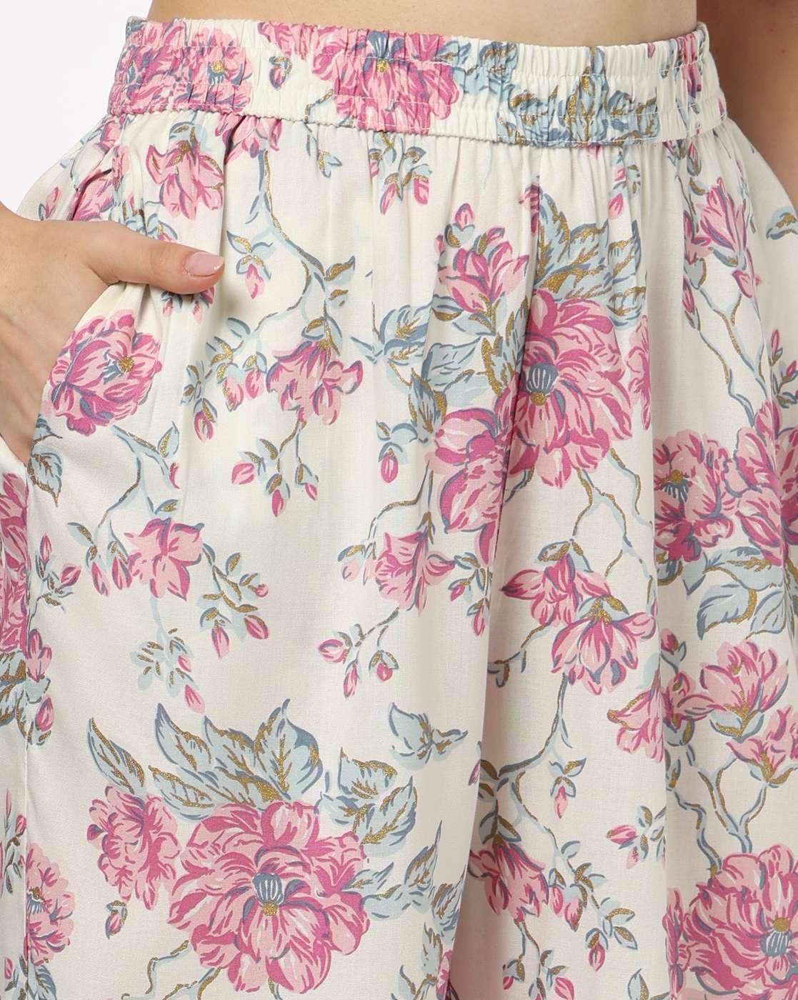 AVAASA MIX N' MATCH | Women Floral Print Straight Kurta & Palazzos Set|4