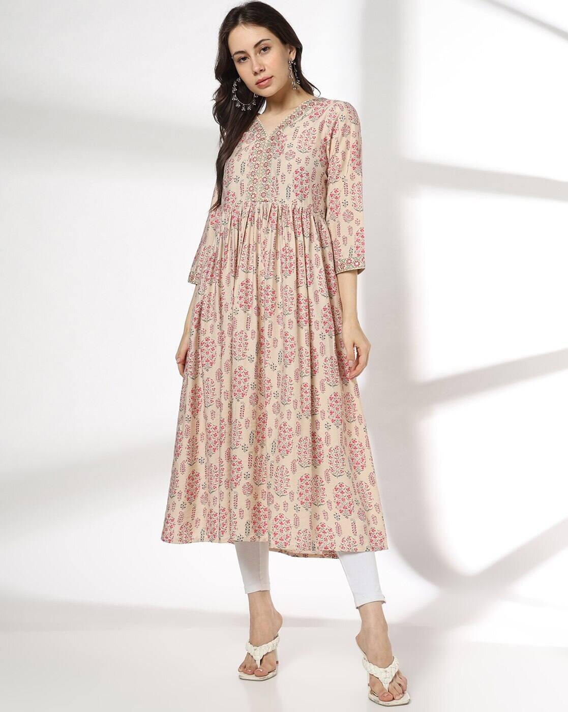 AVAASA MIX N' MATCH | Women Embroidered Flared Kurta|0