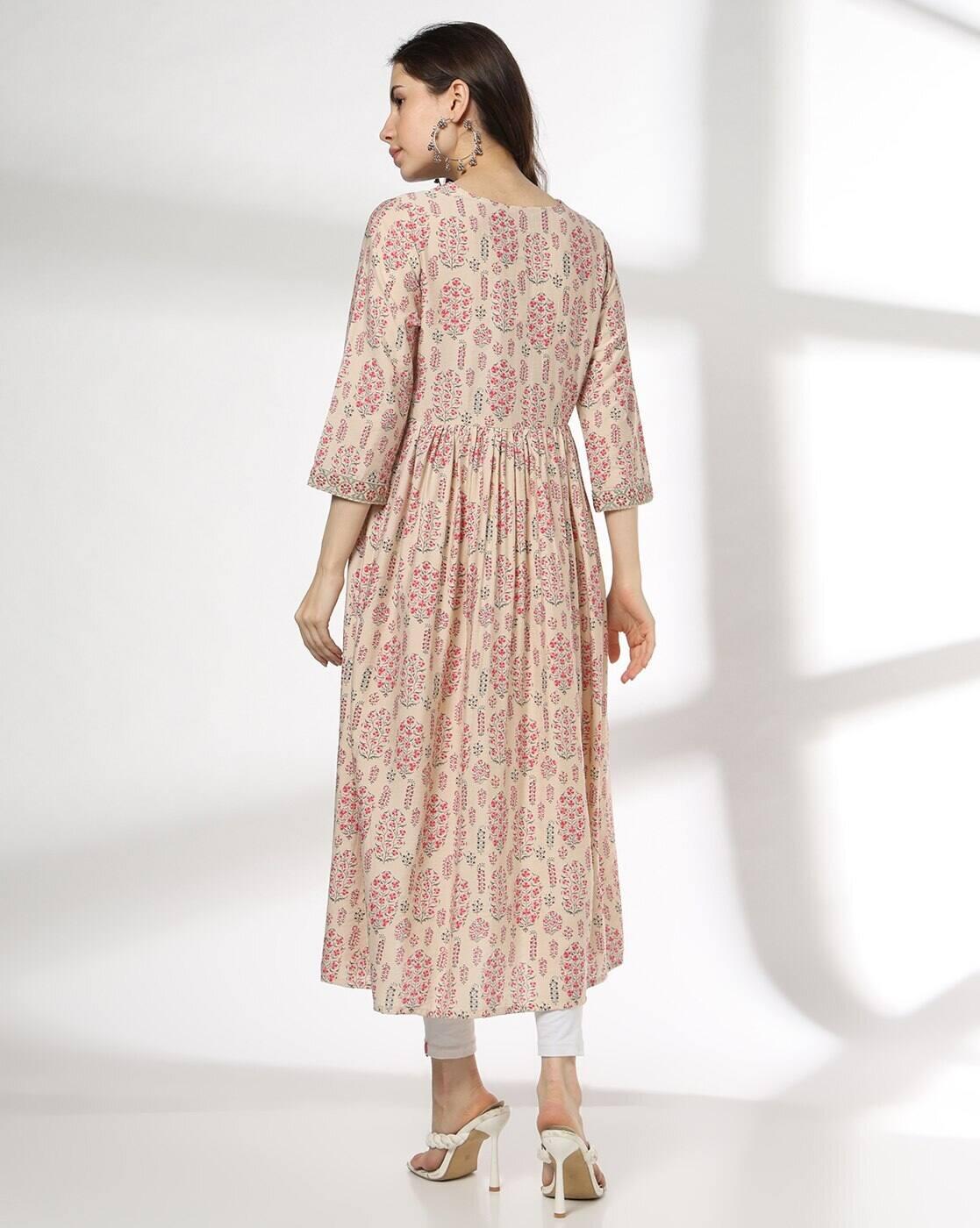 AVAASA MIX N' MATCH | Women Embroidered Flared Kurta|2