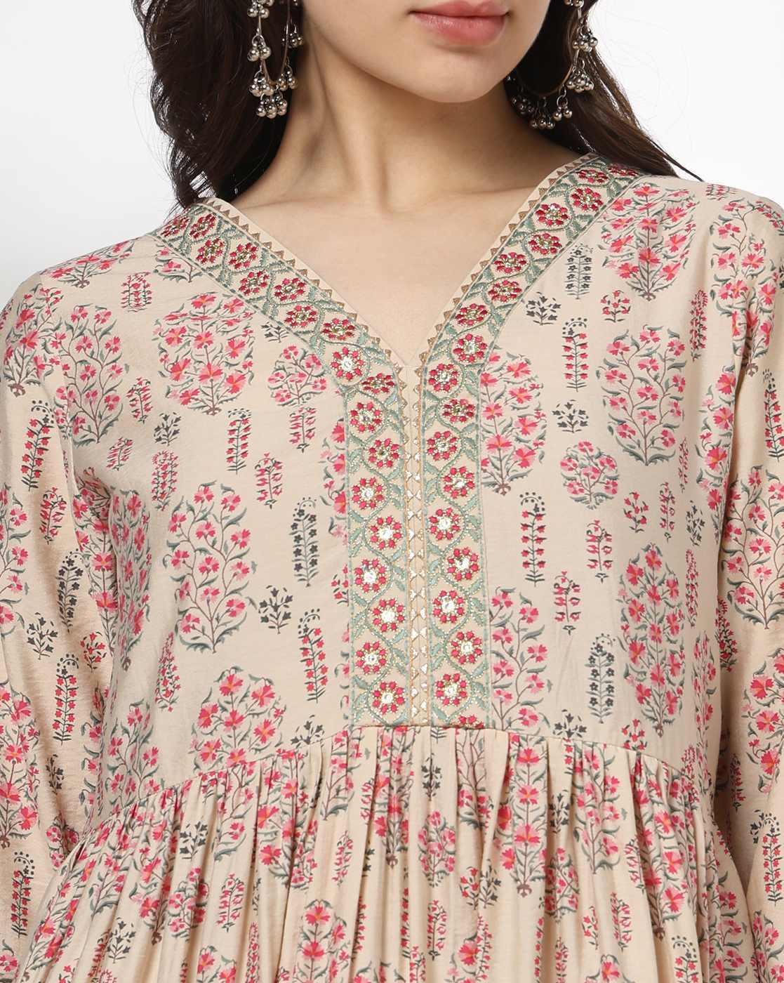AVAASA MIX N' MATCH | Women Embroidered Flared Kurta|3