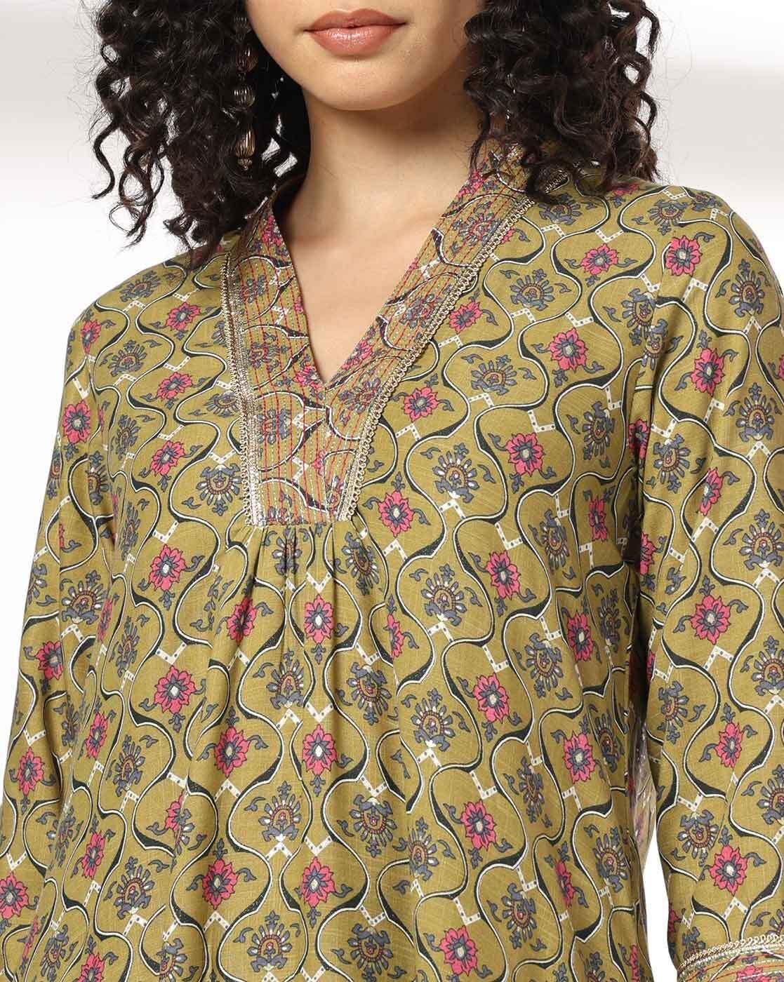 AVAASA MIX N' MATCH | Women Floral Print A-Line Kurta & Palazzos Set|3