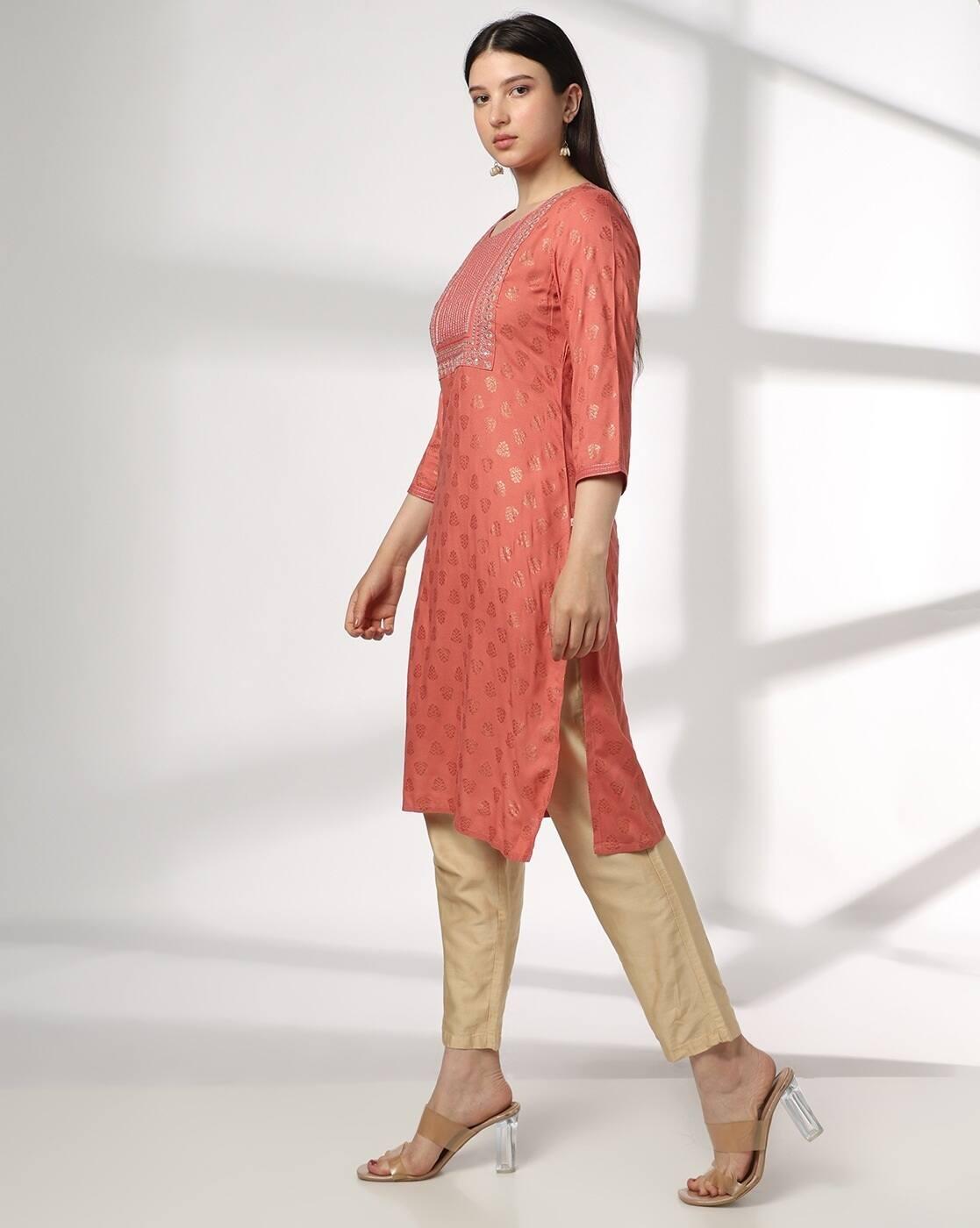 AVAASA MIX N' MATCH | Women Embroidery Straight Kurta|1