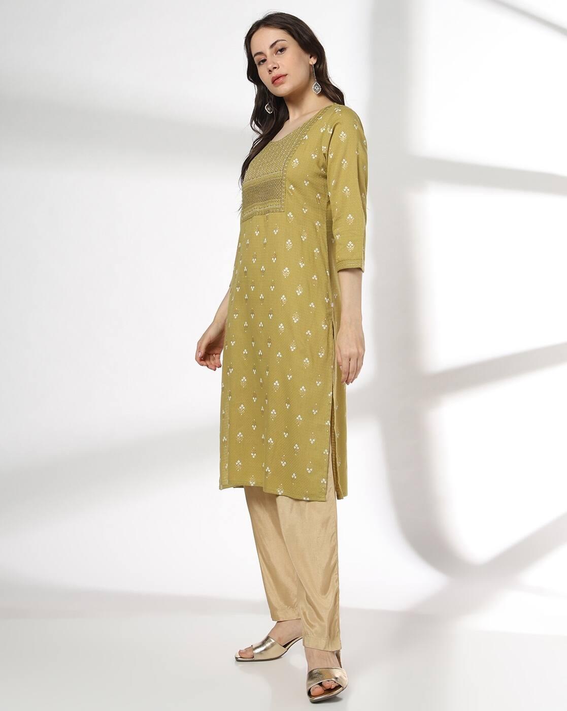 AVAASA MIX N' MATCH | Women Embroidered Straight Fit Kurta|1