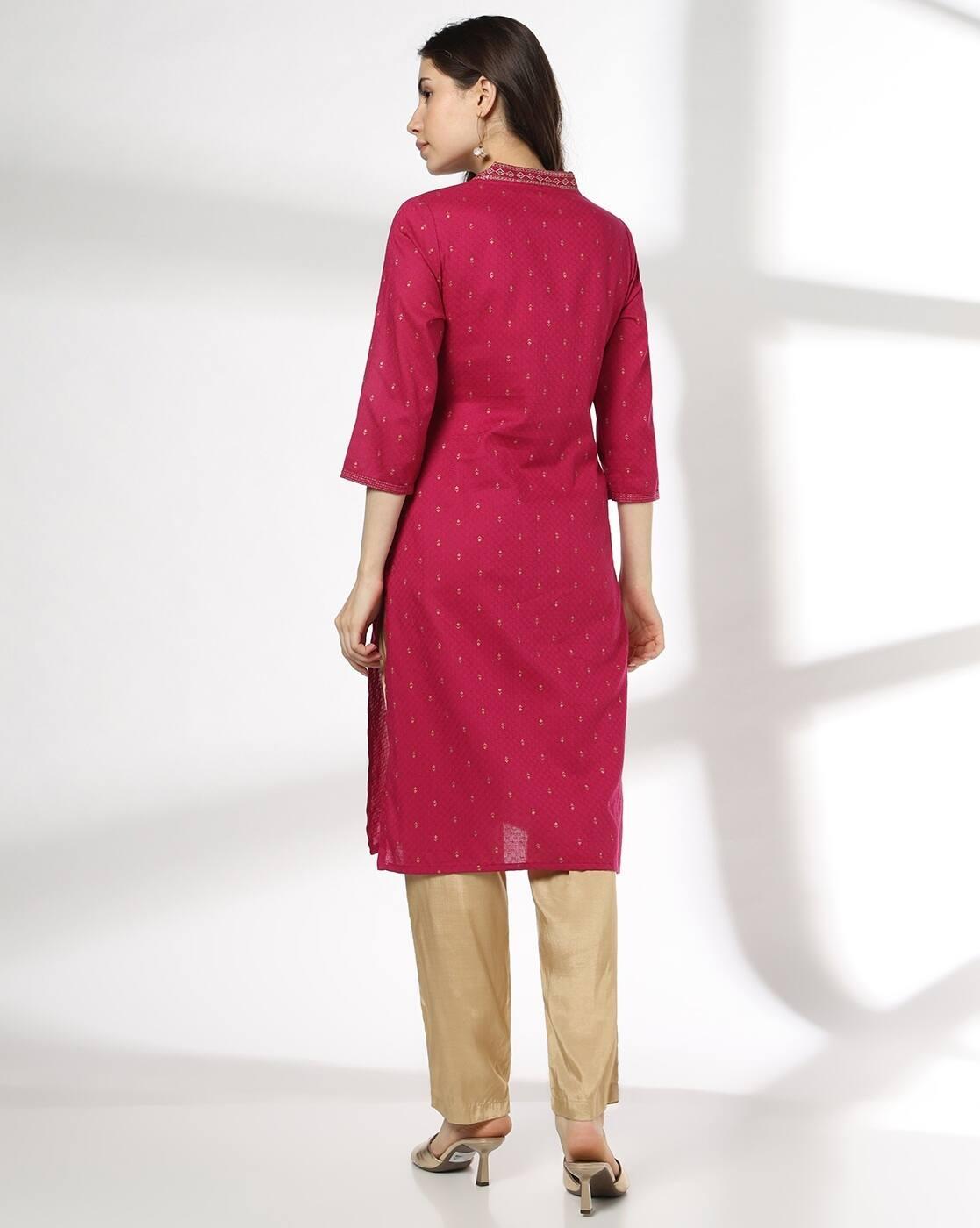 AVAASA MIX N' MATCH | Women Embroidered Straight Fit Kurta|2