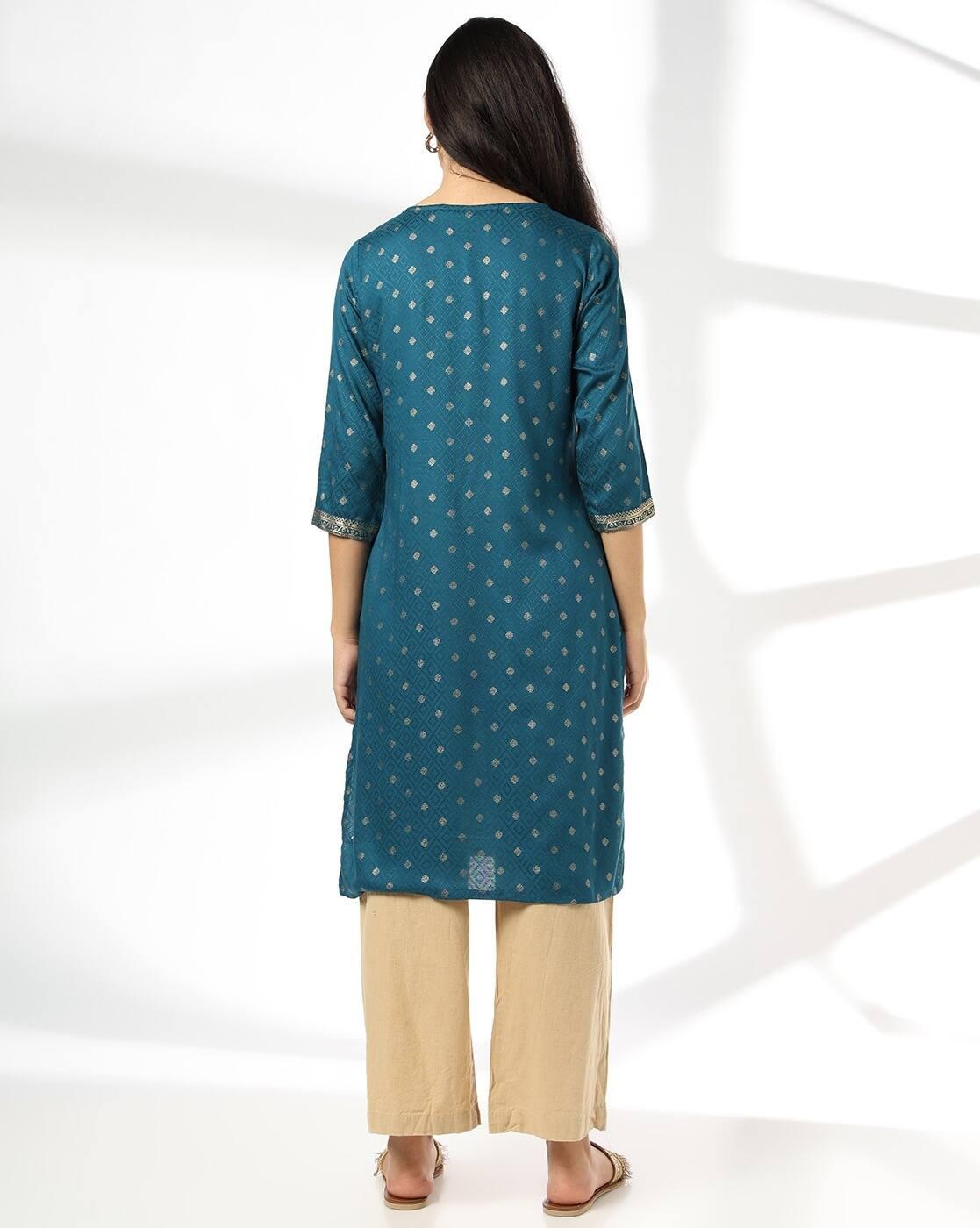 AVAASA MIX N' MATCH | Women Embroidered Yoke Straight Kurta|2