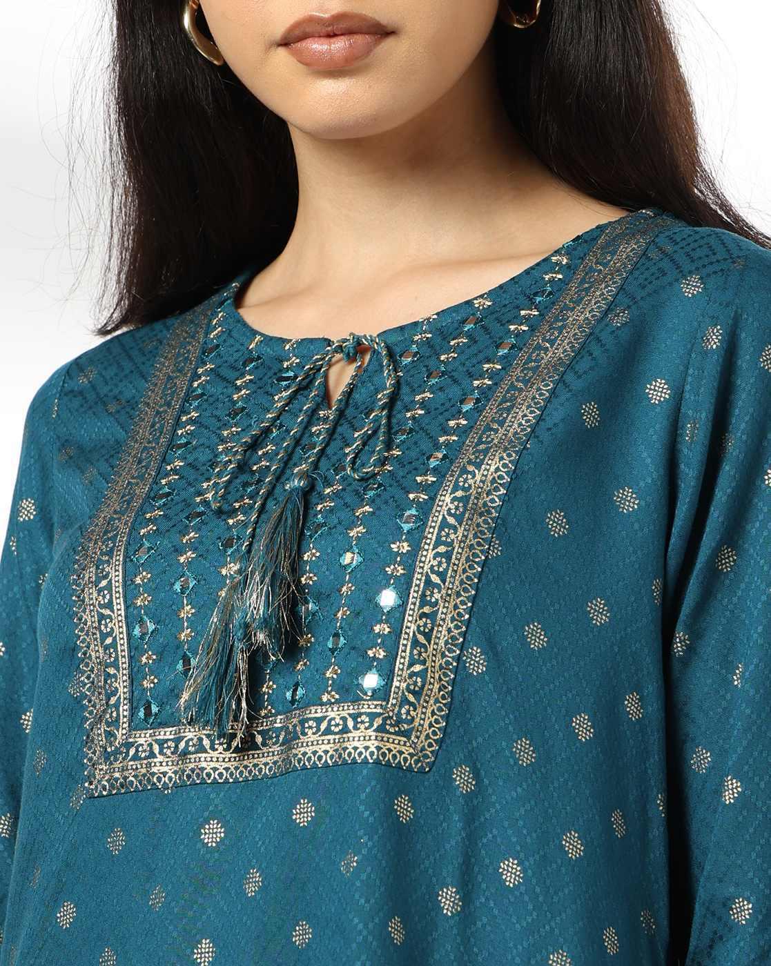 AVAASA MIX N' MATCH | Women Embroidered Yoke Straight Kurta|3