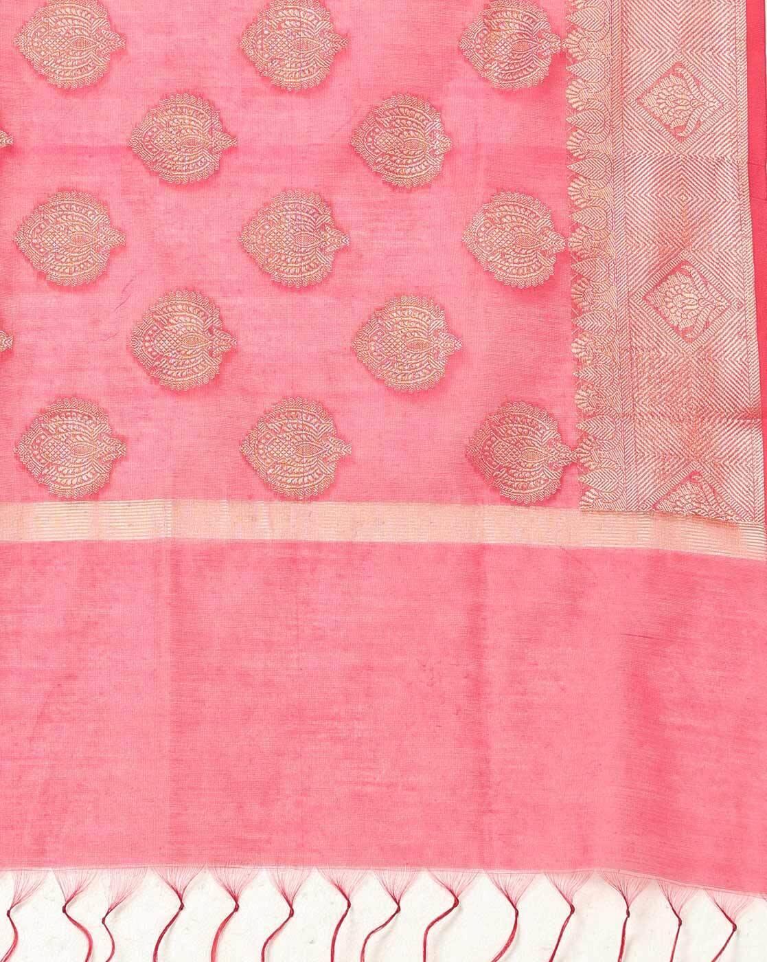 AVAASA MIX N' MATCH | Women Floral Woven Dupatta with Tassels|1