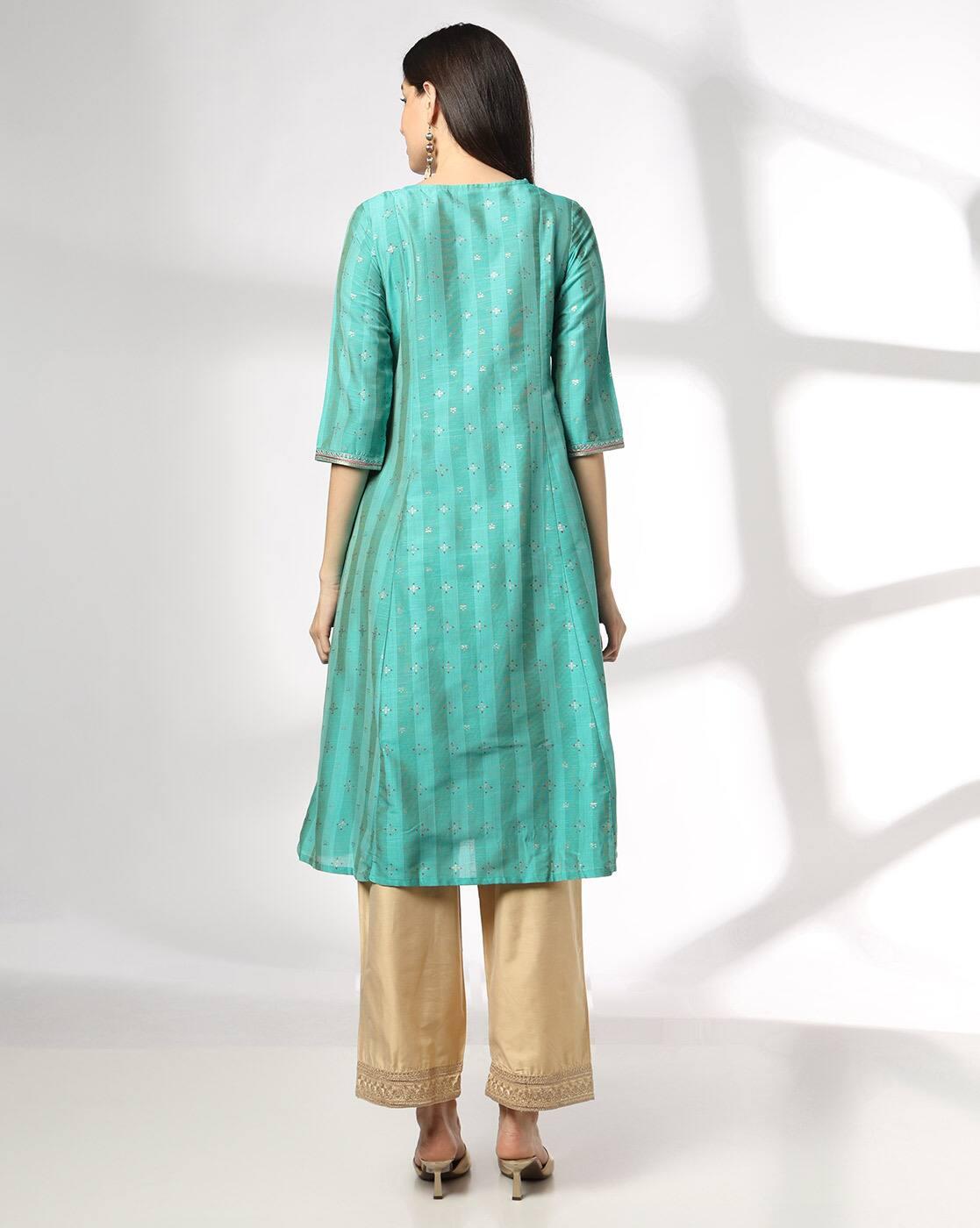 AVAASA MIX N' MATCH | Women Embroidered Flared Kurta|2