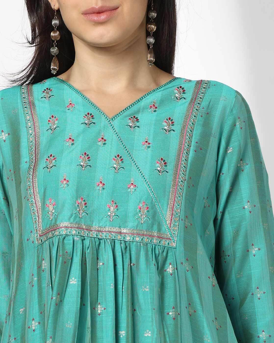 AVAASA MIX N' MATCH | Women Embroidered Flared Kurta|3