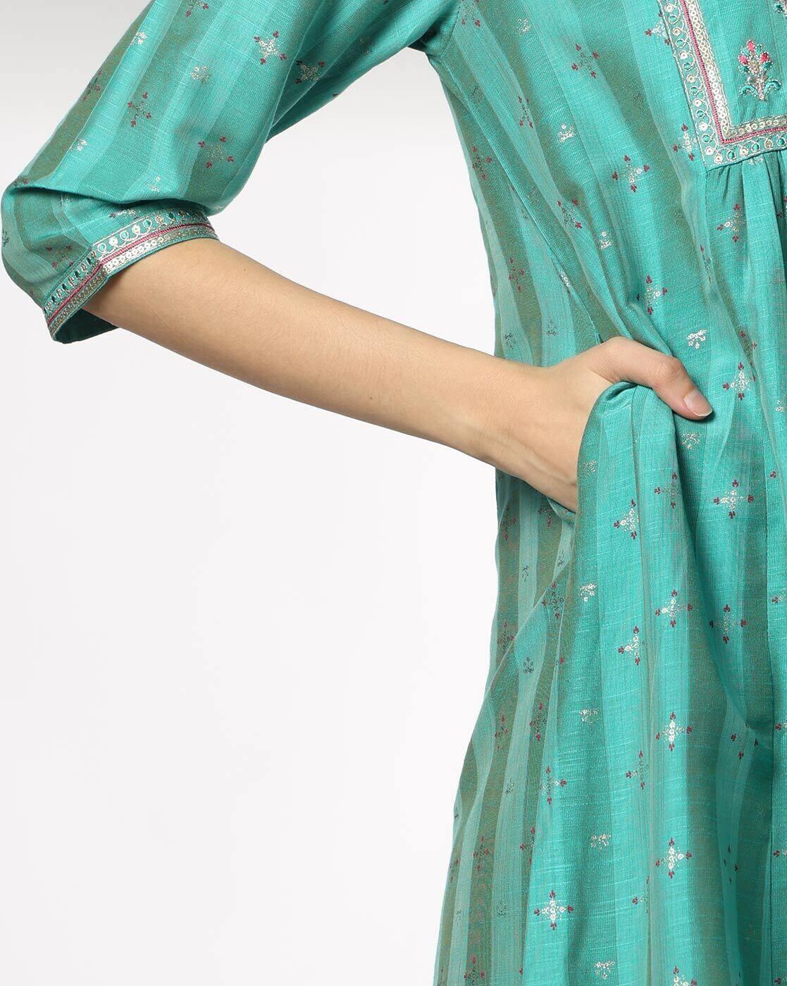 AVAASA MIX N' MATCH | Women Embroidered Flared Kurta|4
