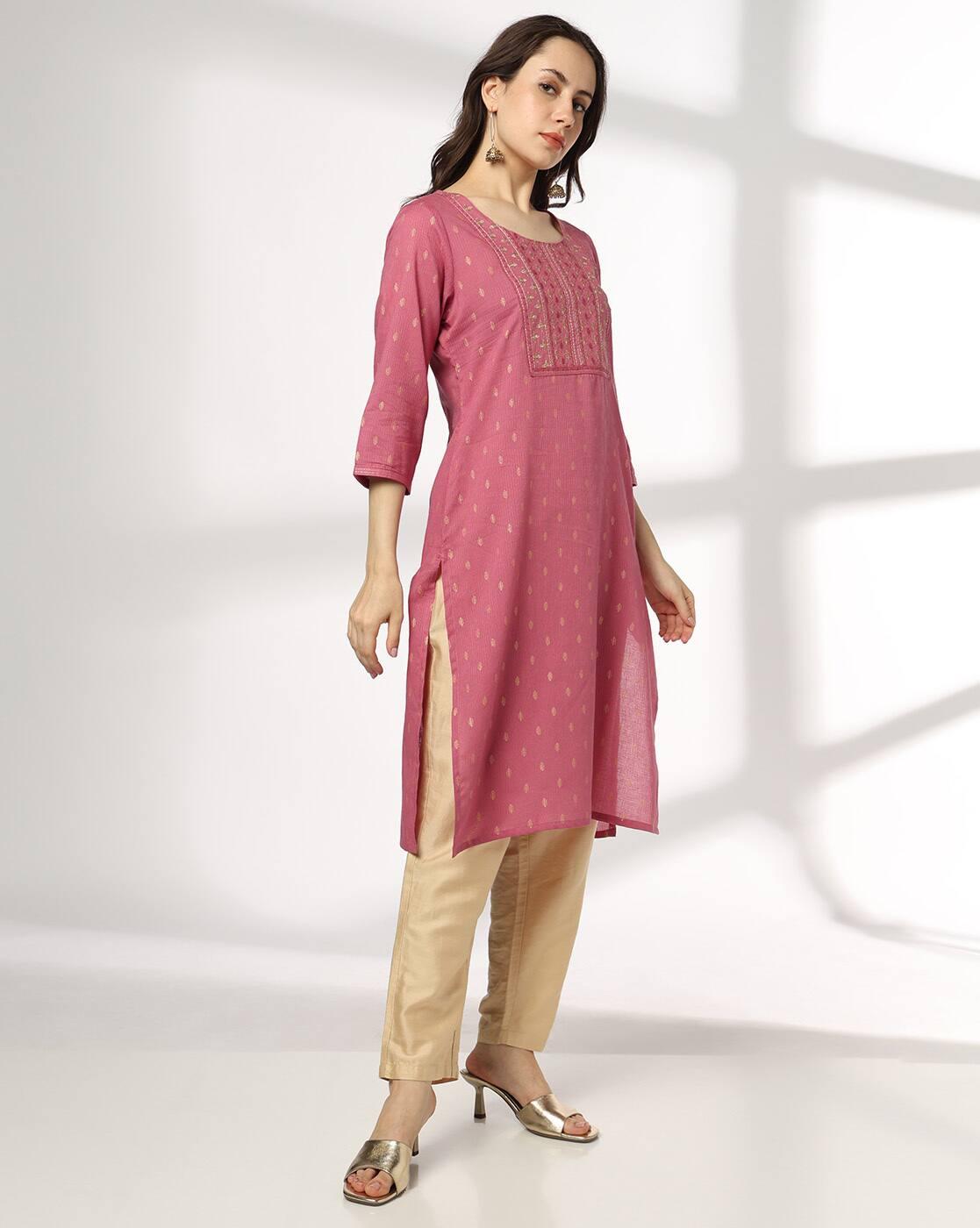 AVAASA MIX N' MATCH | Women Micro Print Straight Kurta|1