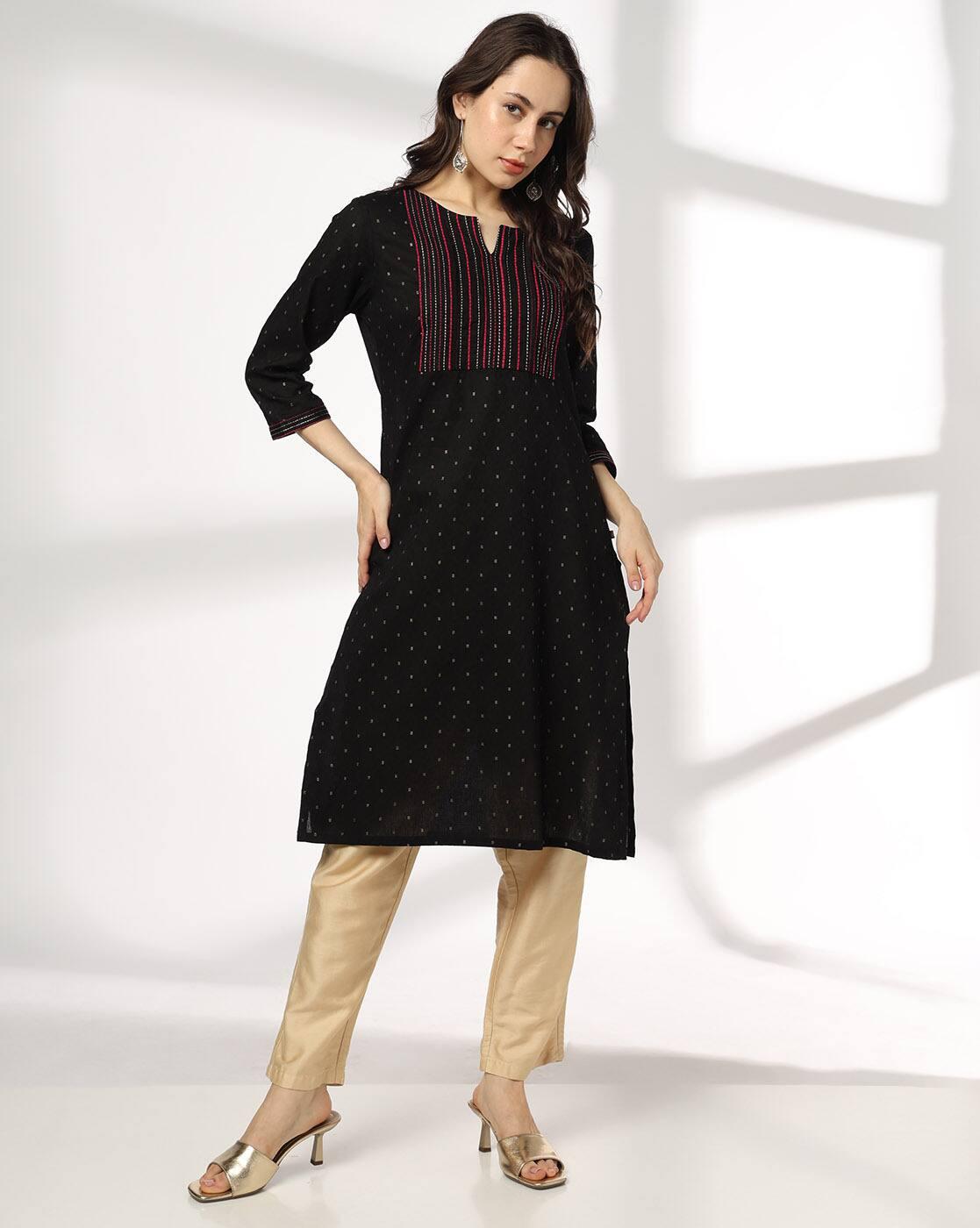 AVAASA MIX N' MATCH | Women Micro Print Straight Kurta|0