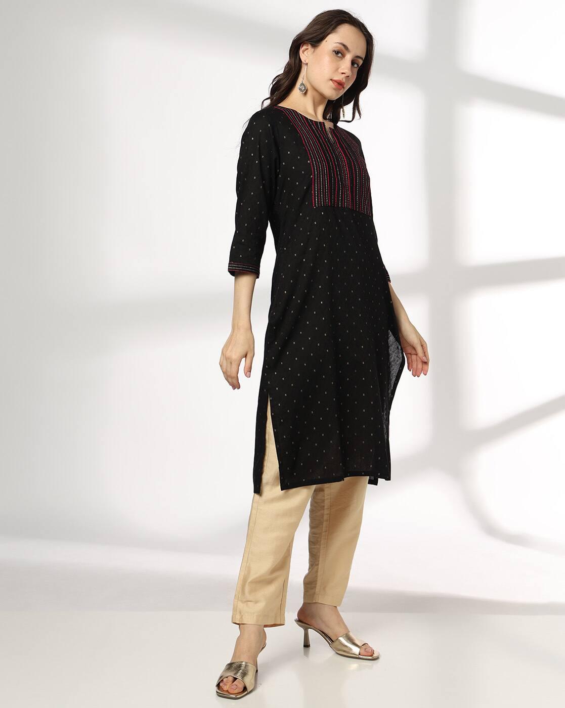 AVAASA MIX N' MATCH | Women Micro Print Straight Kurta|1