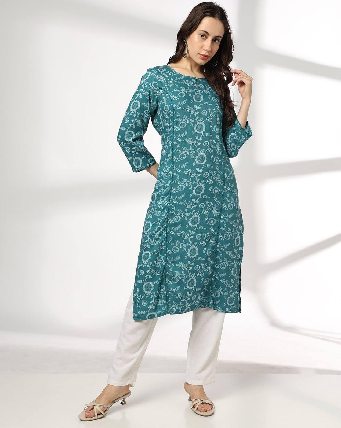 AVAASA MIX N' MATCH | Women Floral Print Straight Kurta|0