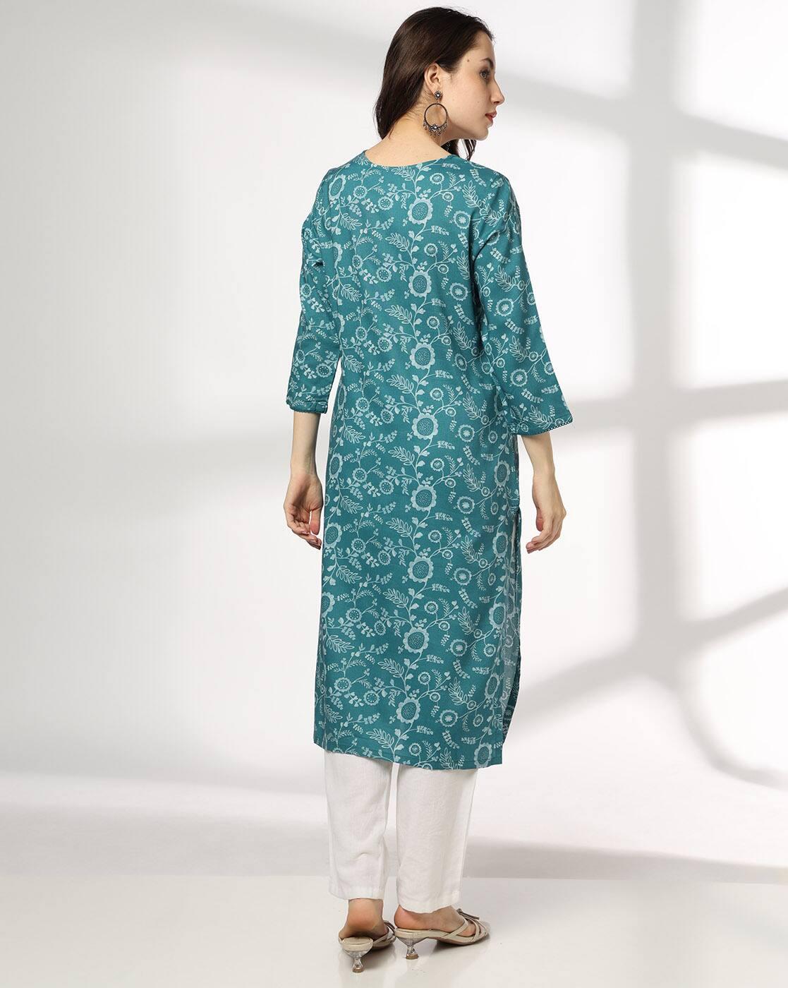 AVAASA MIX N' MATCH | Women Floral Print Straight Kurta|2