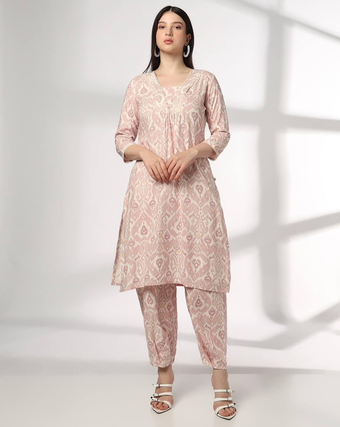 AVAASA MIX N' MATCH | Women Ikat Print A-Line Kurta with Salwar Pants|0