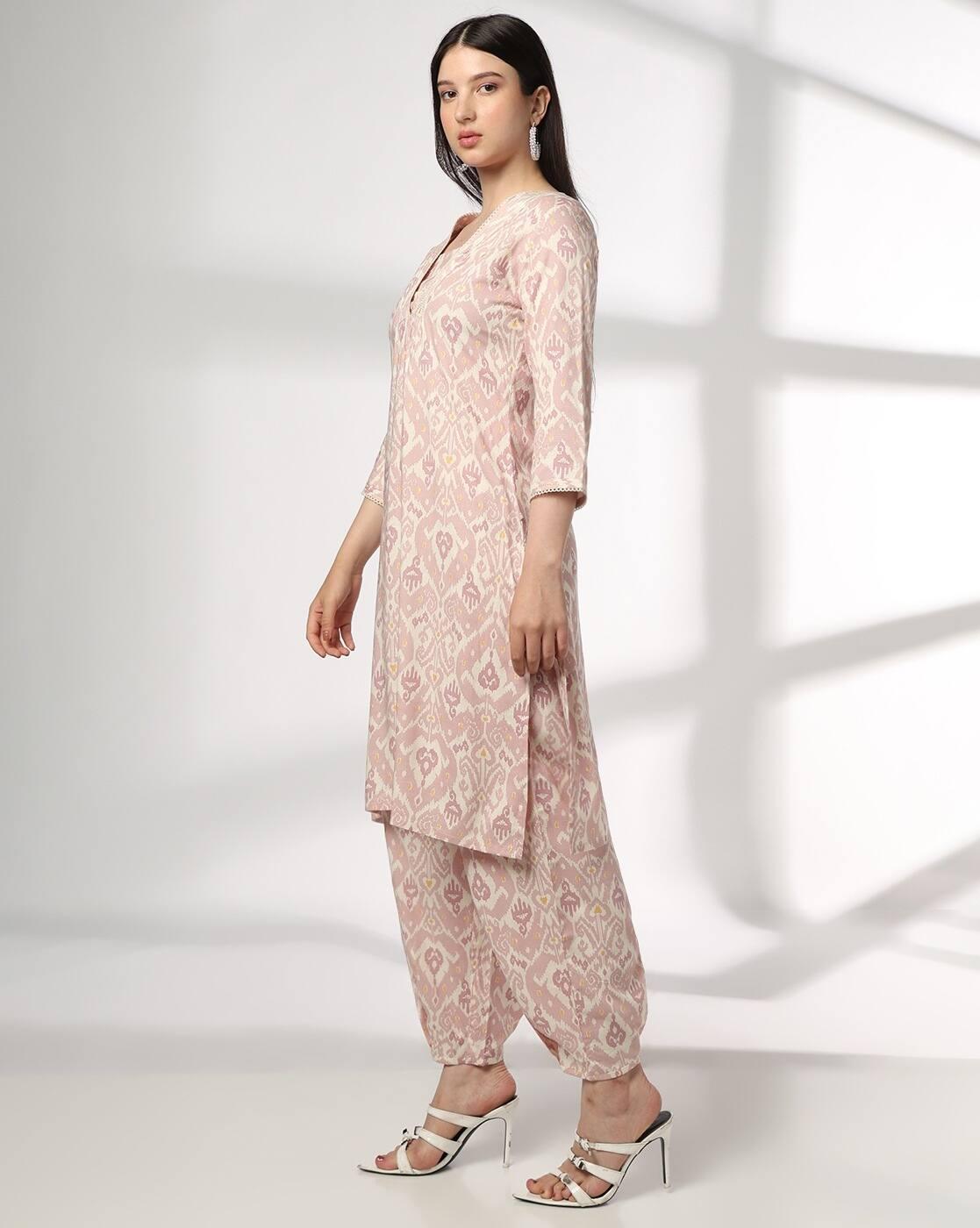 AVAASA MIX N' MATCH | Women Ikat Print A-Line Kurta with Salwar Pants|1