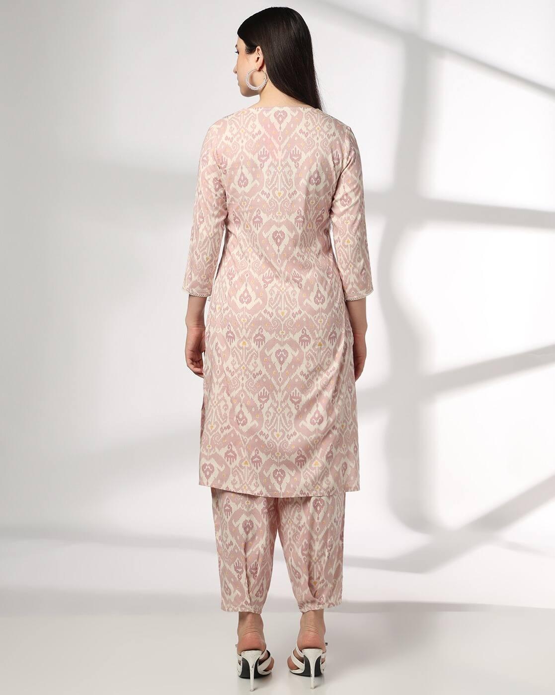 AVAASA MIX N' MATCH | Women Ikat Print A-Line Kurta with Salwar Pants|2
