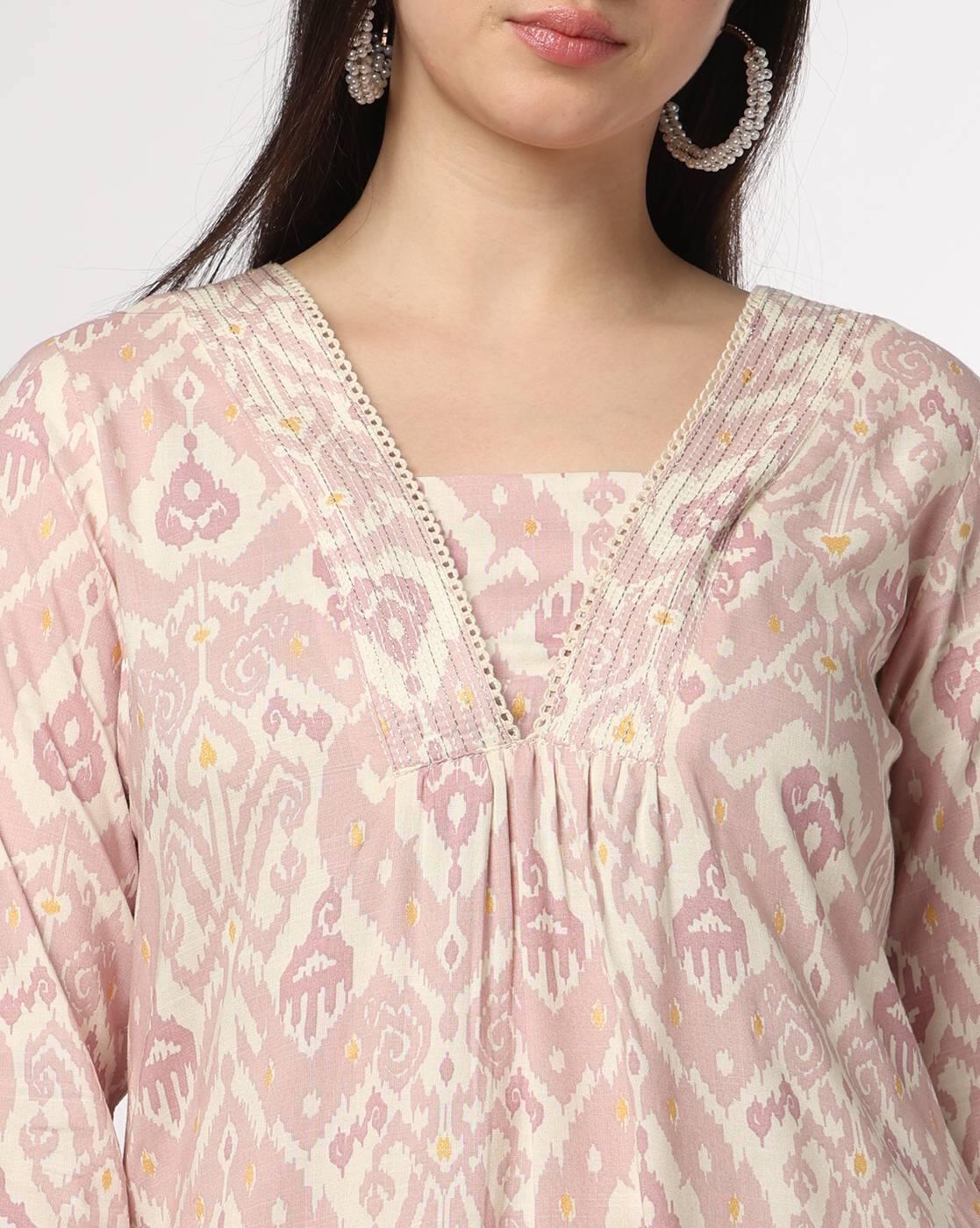 AVAASA MIX N' MATCH | Women Ikat Print A-Line Kurta with Salwar Pants|3
