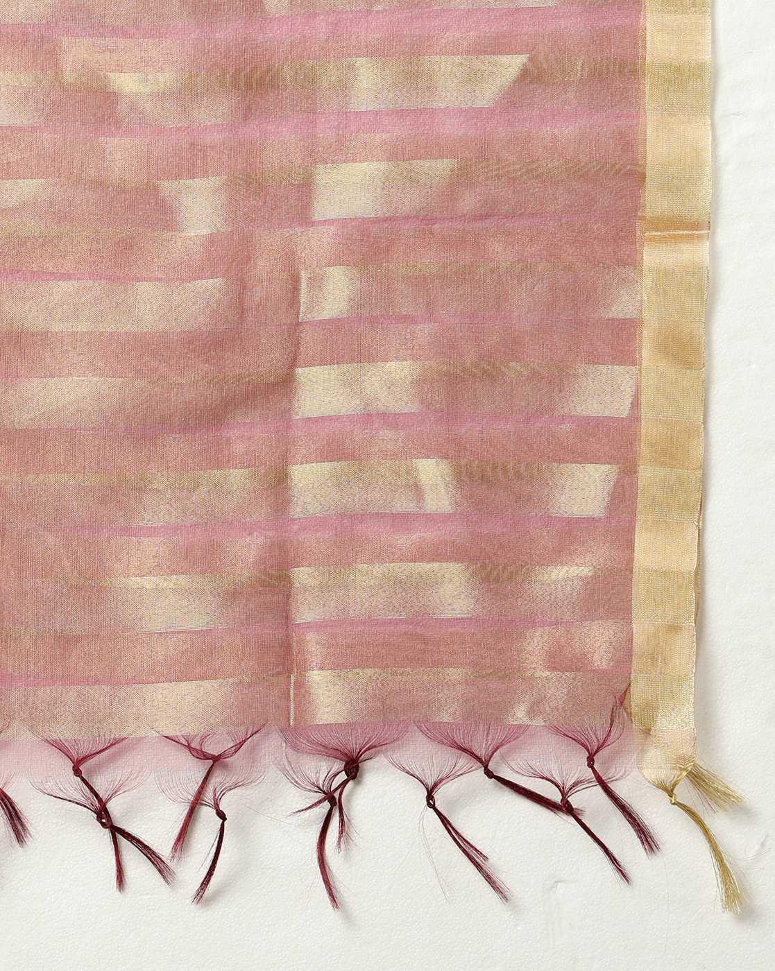 AVAASA MIX N' MATCH | Women Striped Dupatta with Tassels|1