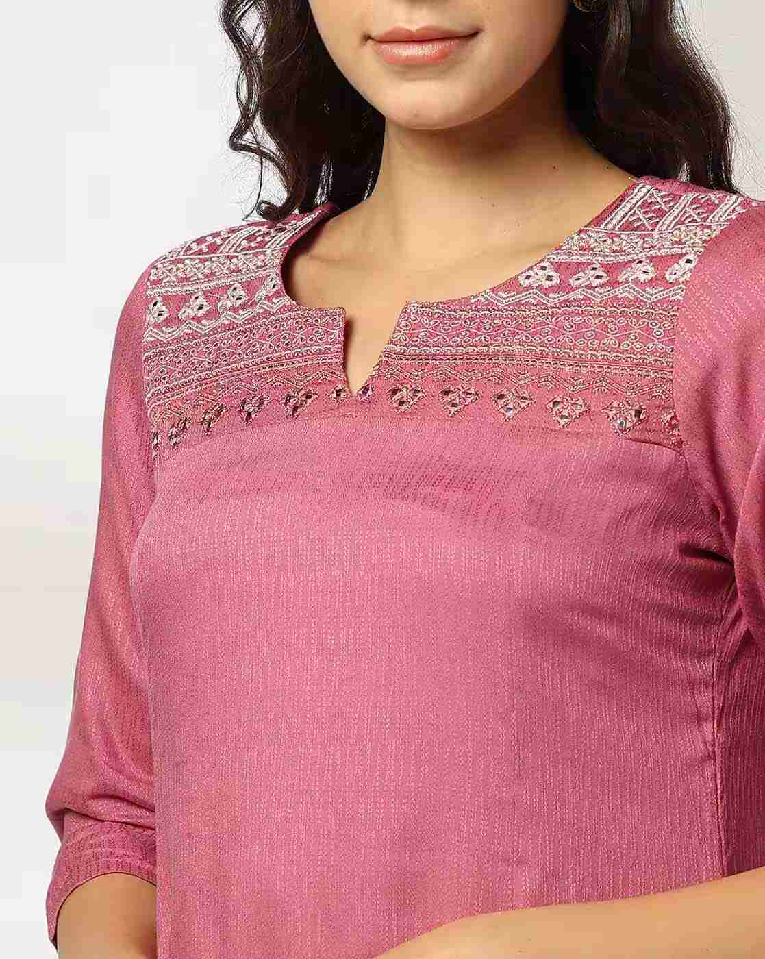 AVAASA MIX N' MATCH | Women Embroidered Yoke A-Line Kurta|3