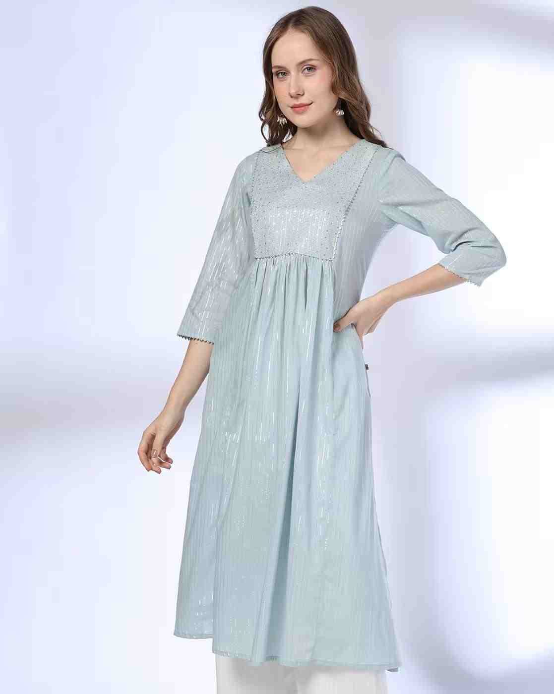 AVAASA MIX N' MATCH | Women Striped Straight Kurta|0
