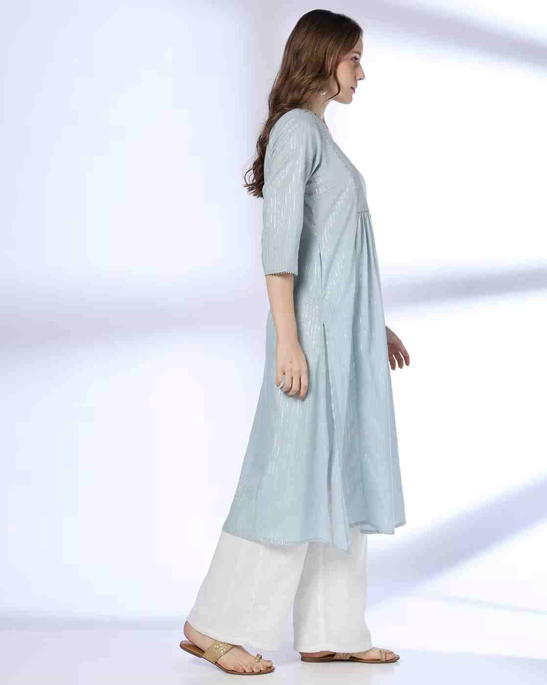 AVAASA MIX N' MATCH | Women Striped Straight Kurta|1