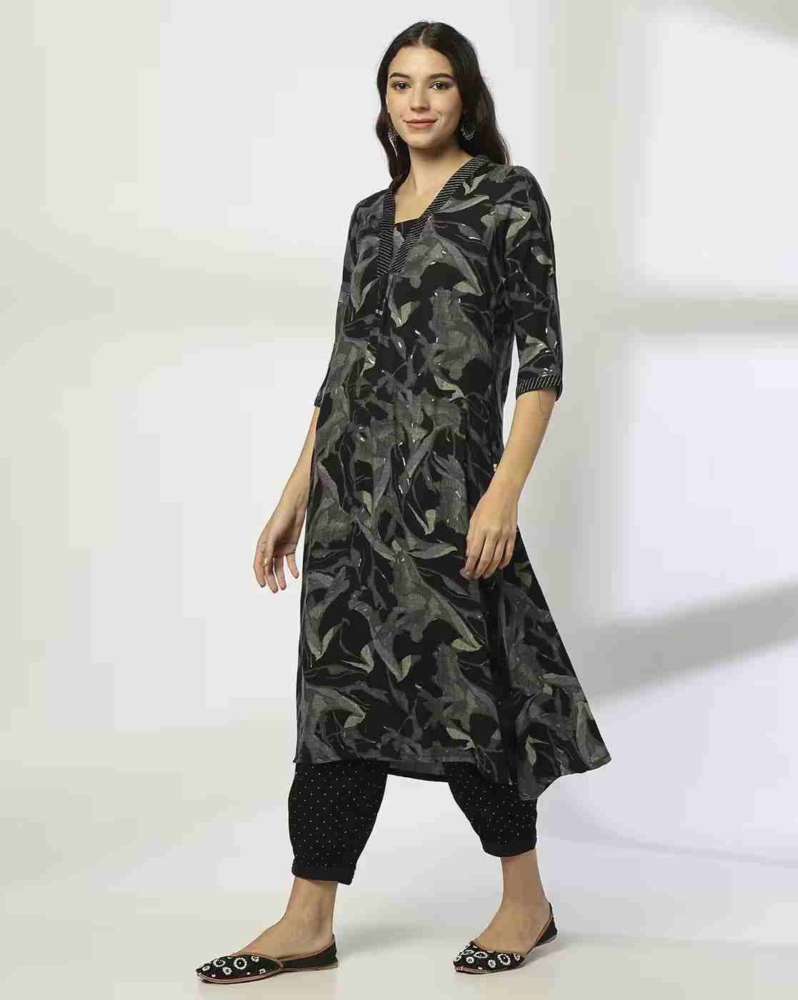 AVAASA MIX N' MATCH | Women Printed A-Line Kurta|1
