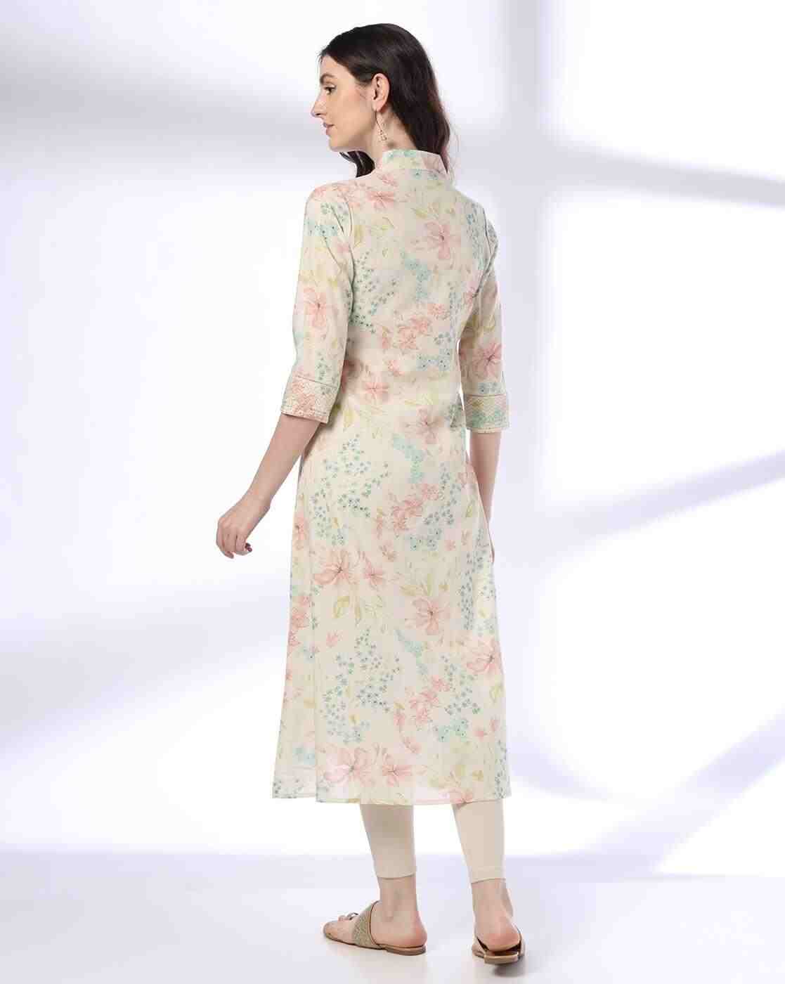 AVAASA MIX N' MATCH | Women Floral Print A-Line Kurta|2
