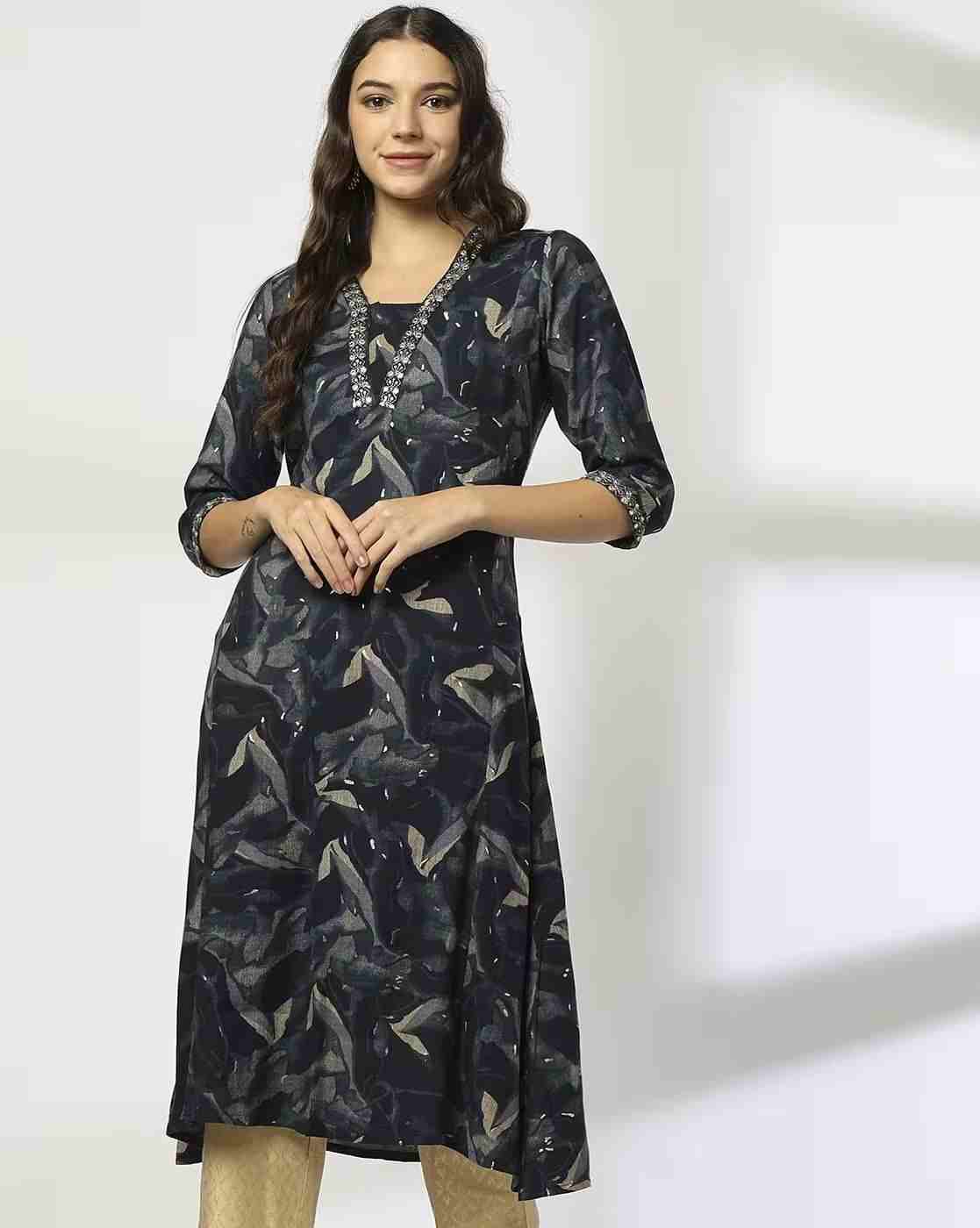 AVAASA MIX N' MATCH | Women Printed A-Line Kurta|0
