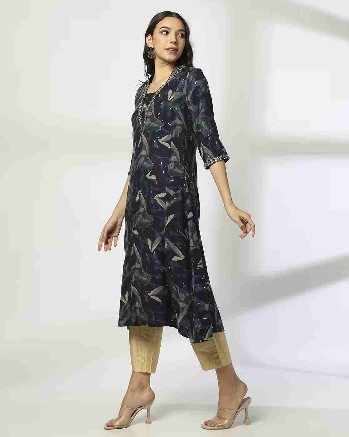 AVAASA MIX N' MATCH | Women Printed A-Line Kurta|1