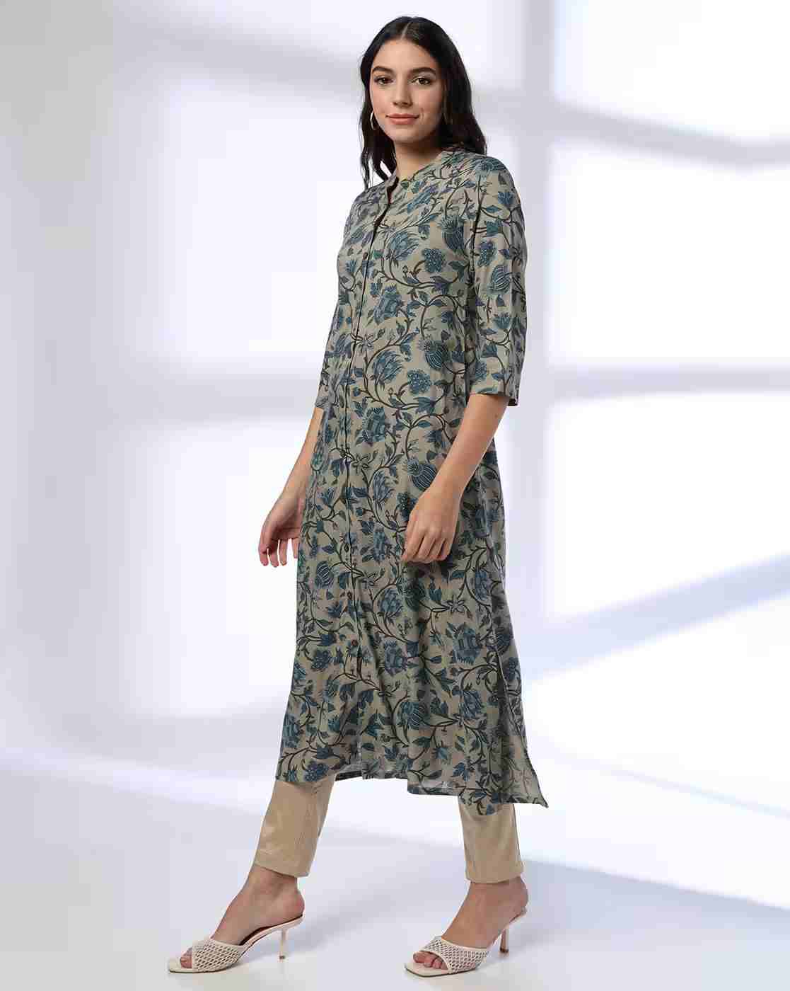 AVAASA MIX N' MATCH | Women Floral Print Straight Kurta|1