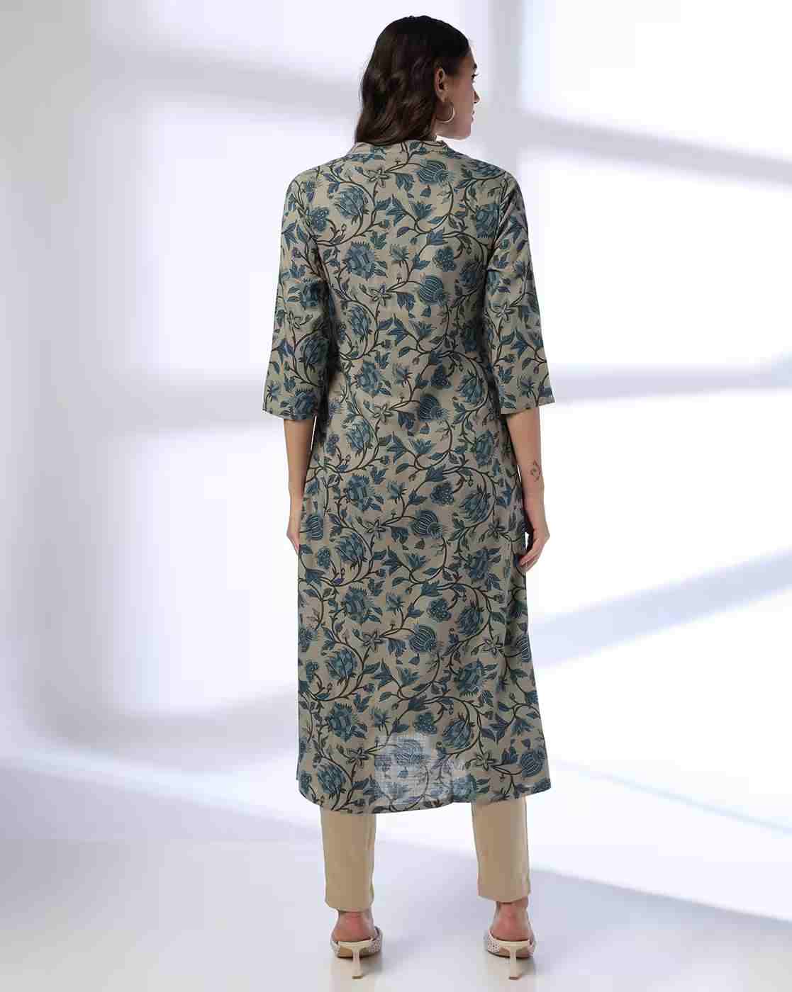 AVAASA MIX N' MATCH | Women Floral Print Straight Kurta|2