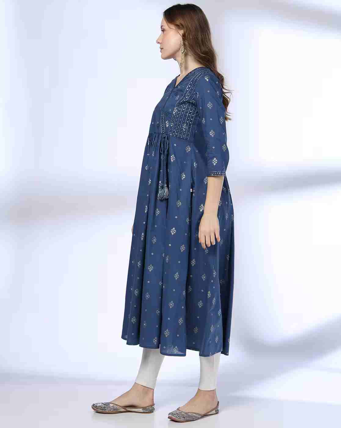 AVAASA MIX N' MATCH | Women Printed Flared Kurta|1