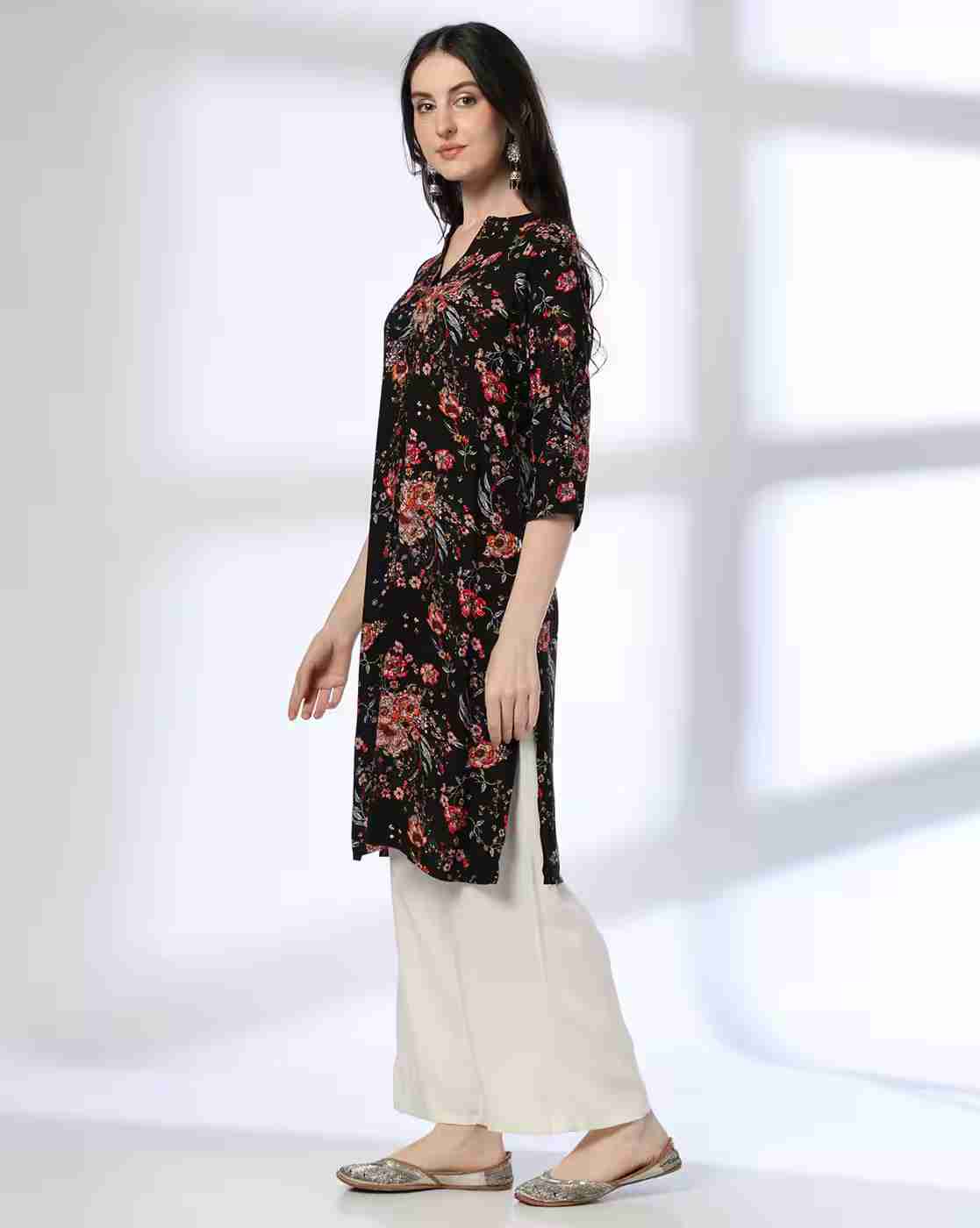 AVAASA MIX N' MATCH | Women Floral Print Straight Kurta|1