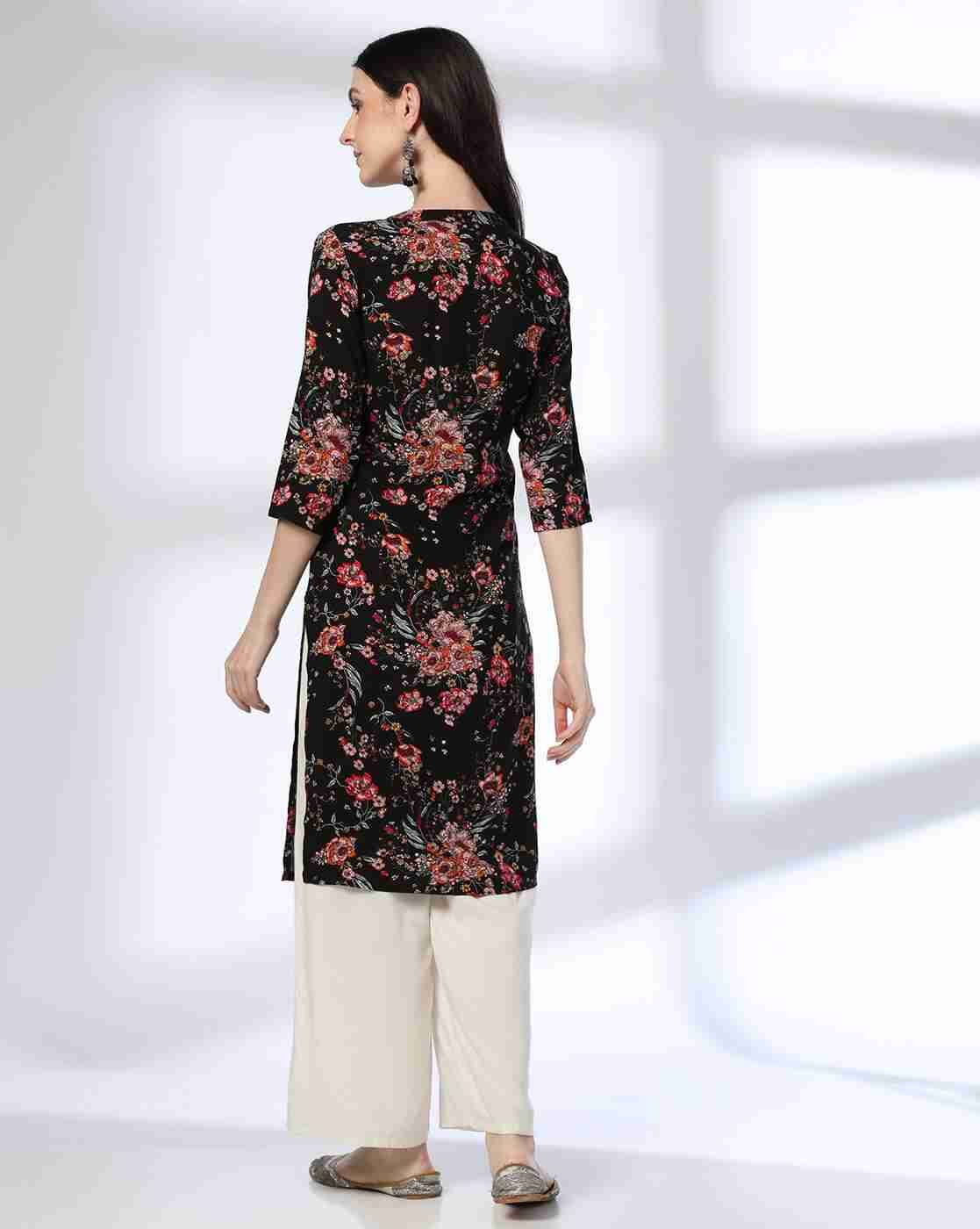 AVAASA MIX N' MATCH | Women Floral Print Straight Kurta|2