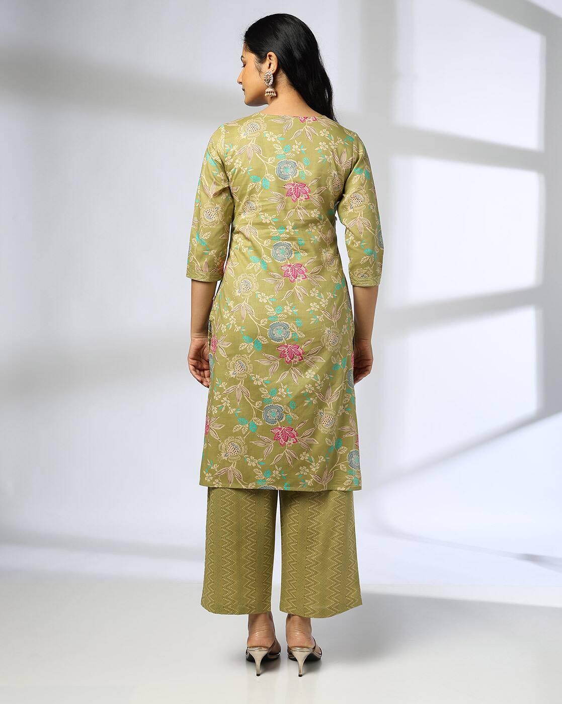AVAASA MIX N' MATCH | Women Floral Print Straight Kurta & Pants Set|2