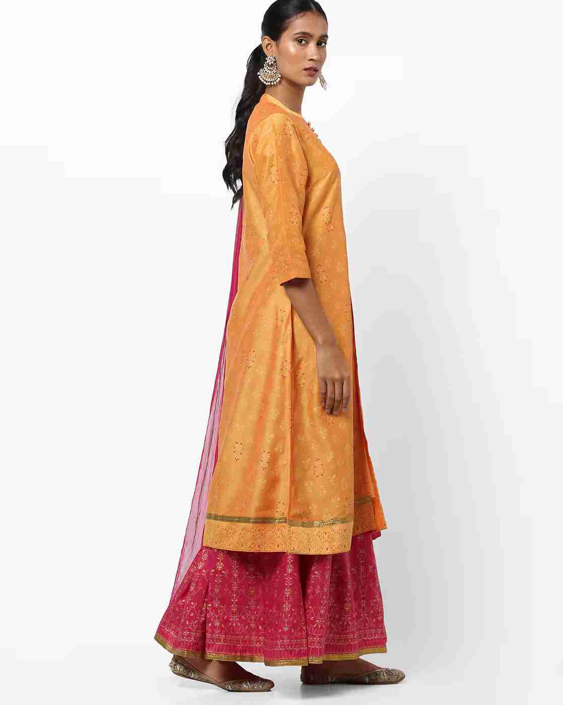 AVAASA SET | Women Floral Print A-Line Kurta with Skirt & Dupatta Set|1