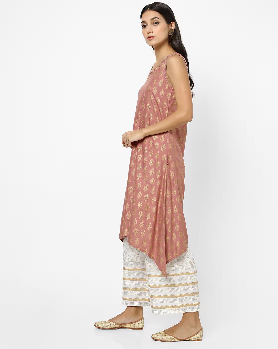AVAASA SET | Printed Sleeveless A-line Kurta with Palazzos|1