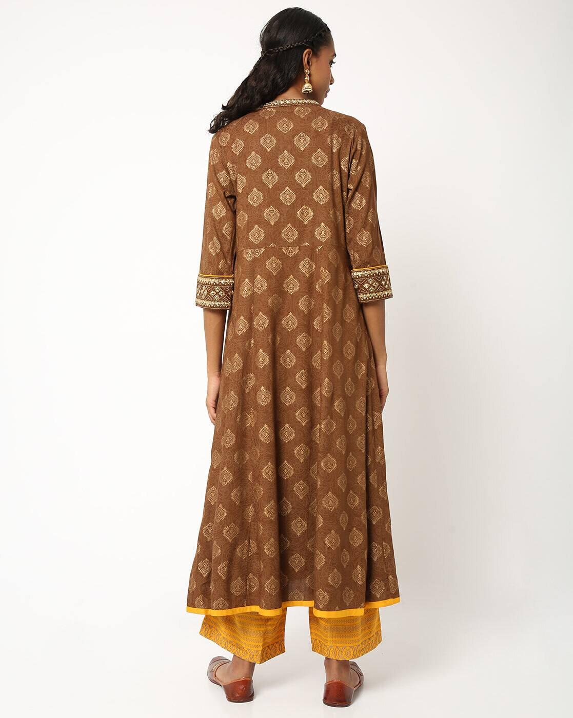AVAASA SET | Floral Print Flared Kurta with Palazzos & Dupatta|1