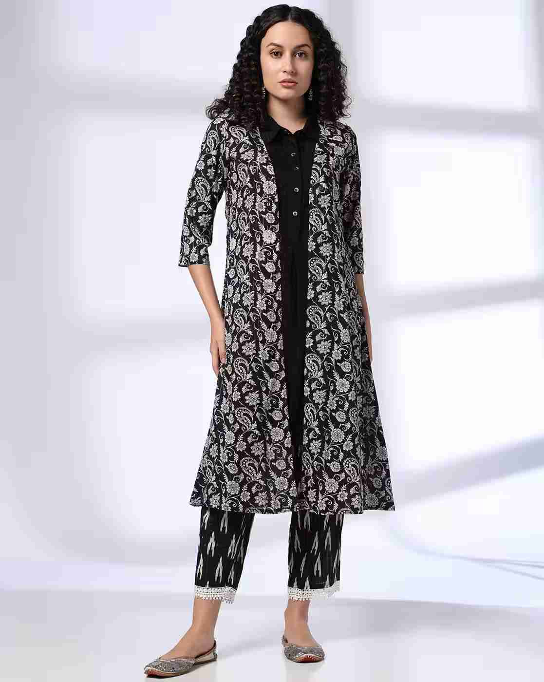 Women Ikat Print A-Line Suit Set