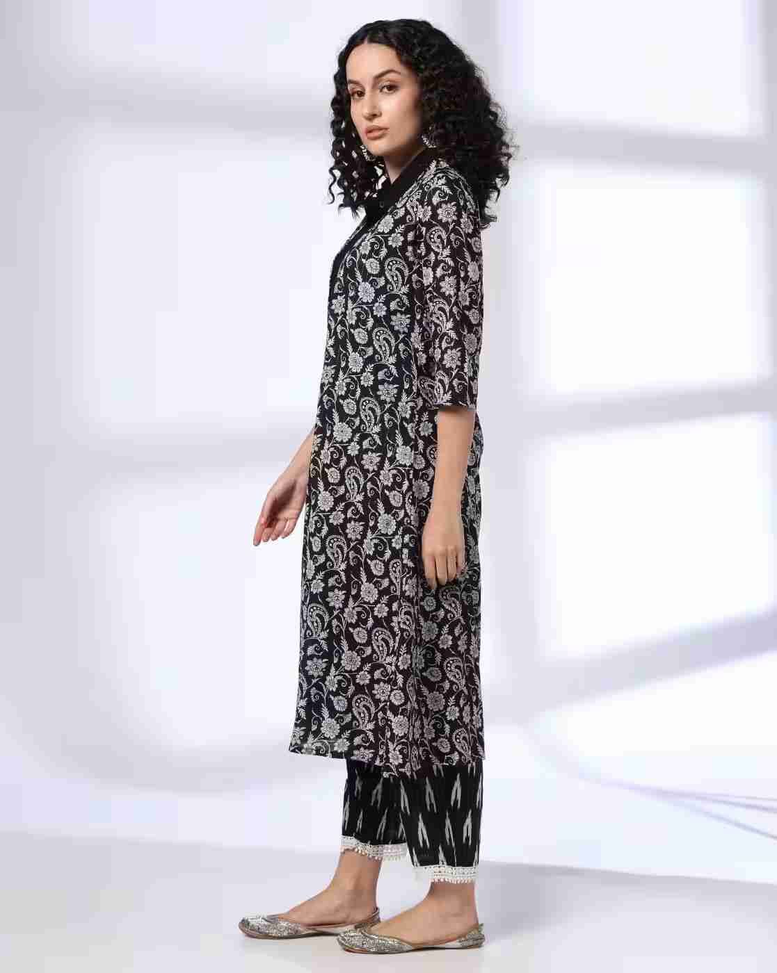 AVAASA SET | Women Ikat Print A-Line Suit Set|2